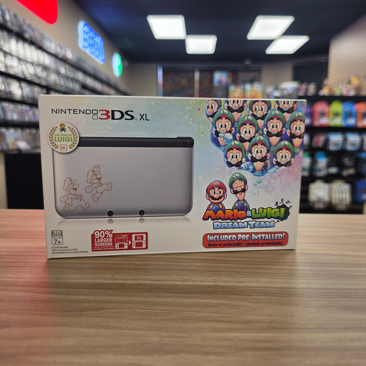 Nintendo Silver 3DS XL with Mario & Luigi : Dream Team Handheld Console (CIB)