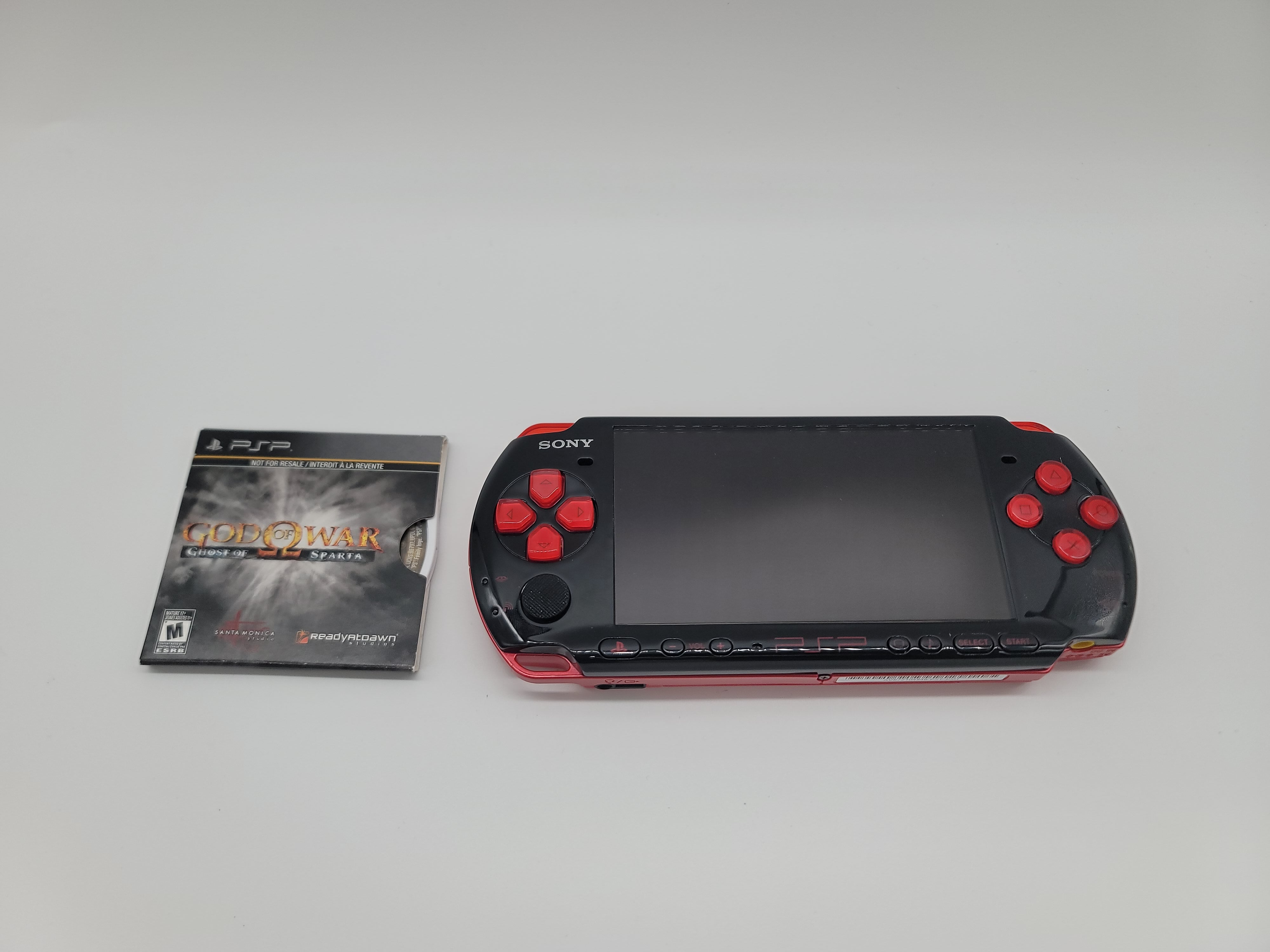 Sony PlayStation Portable PSP God of War Edition Black/Red Model 3000 With Game Handheld Console