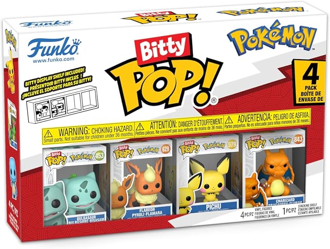 Funko Bitty Pop! Pokemon - Bulbasaur, Flareon, Pichu, and Charizard