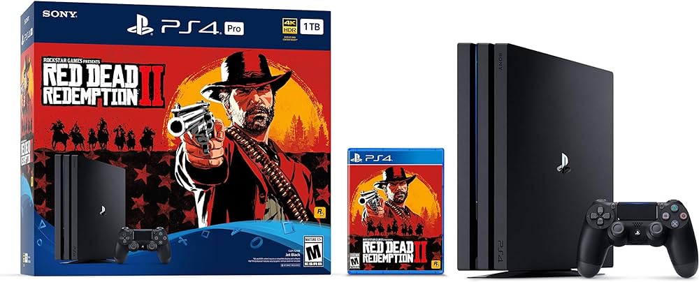 Sony PlayStation 4 PRO PS4 Black Red Dead Console Bundle