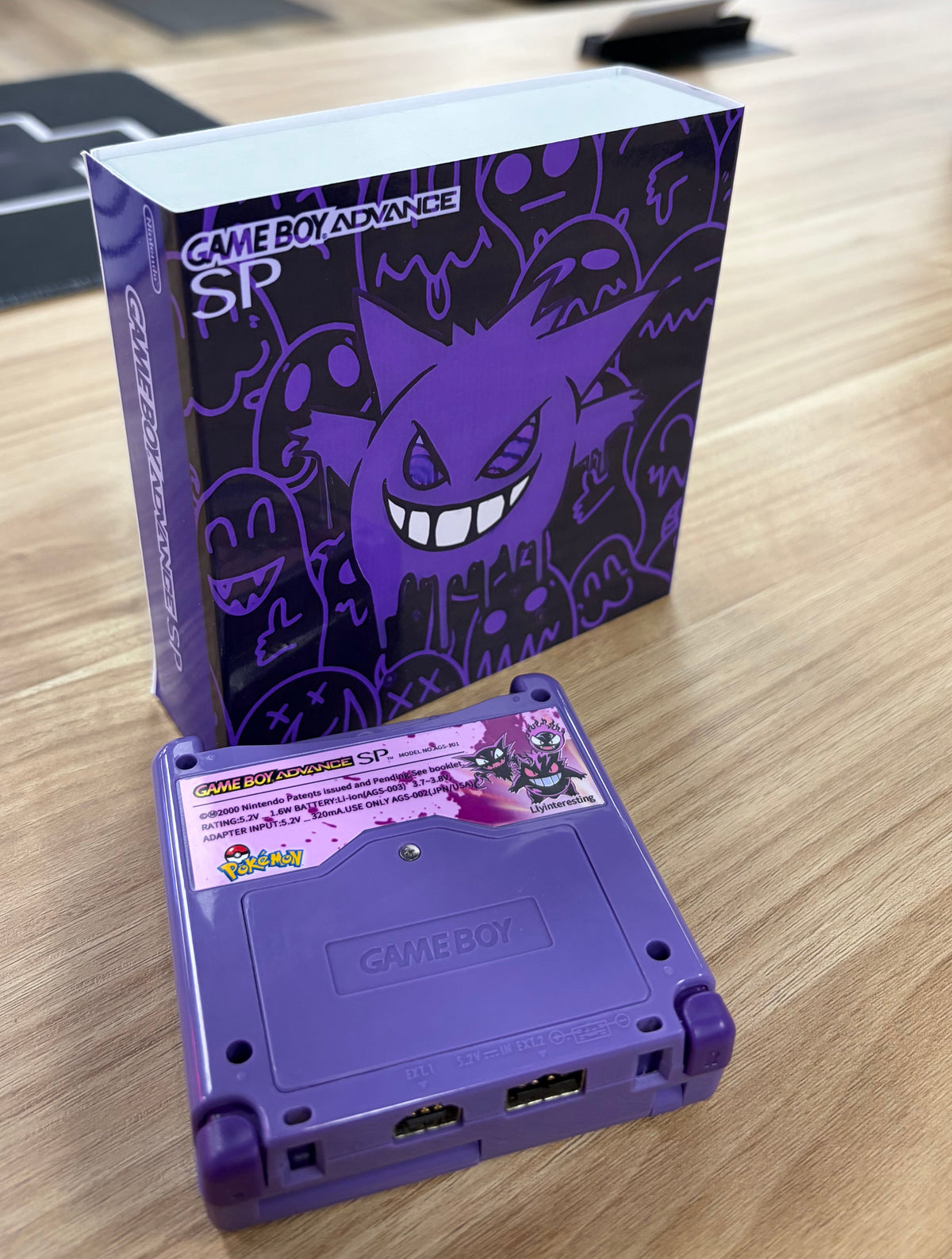 Nintendo Game Boy Advance SP (GBA SP) Custom Gengar Backlit Handheld Console
