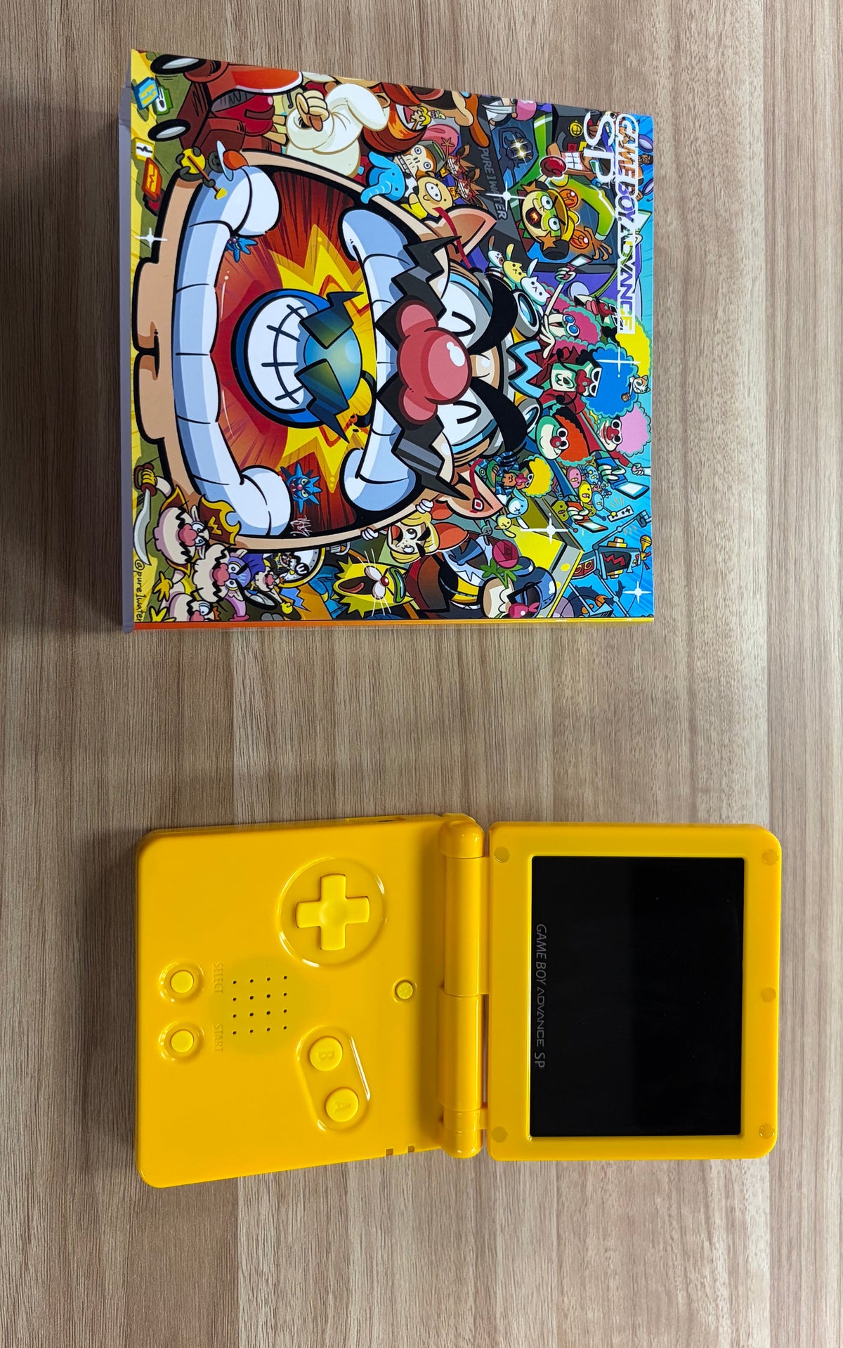 Nintendo Game Boy Advance SP (GBA SP) Custom Wario Backlit Handheld Console