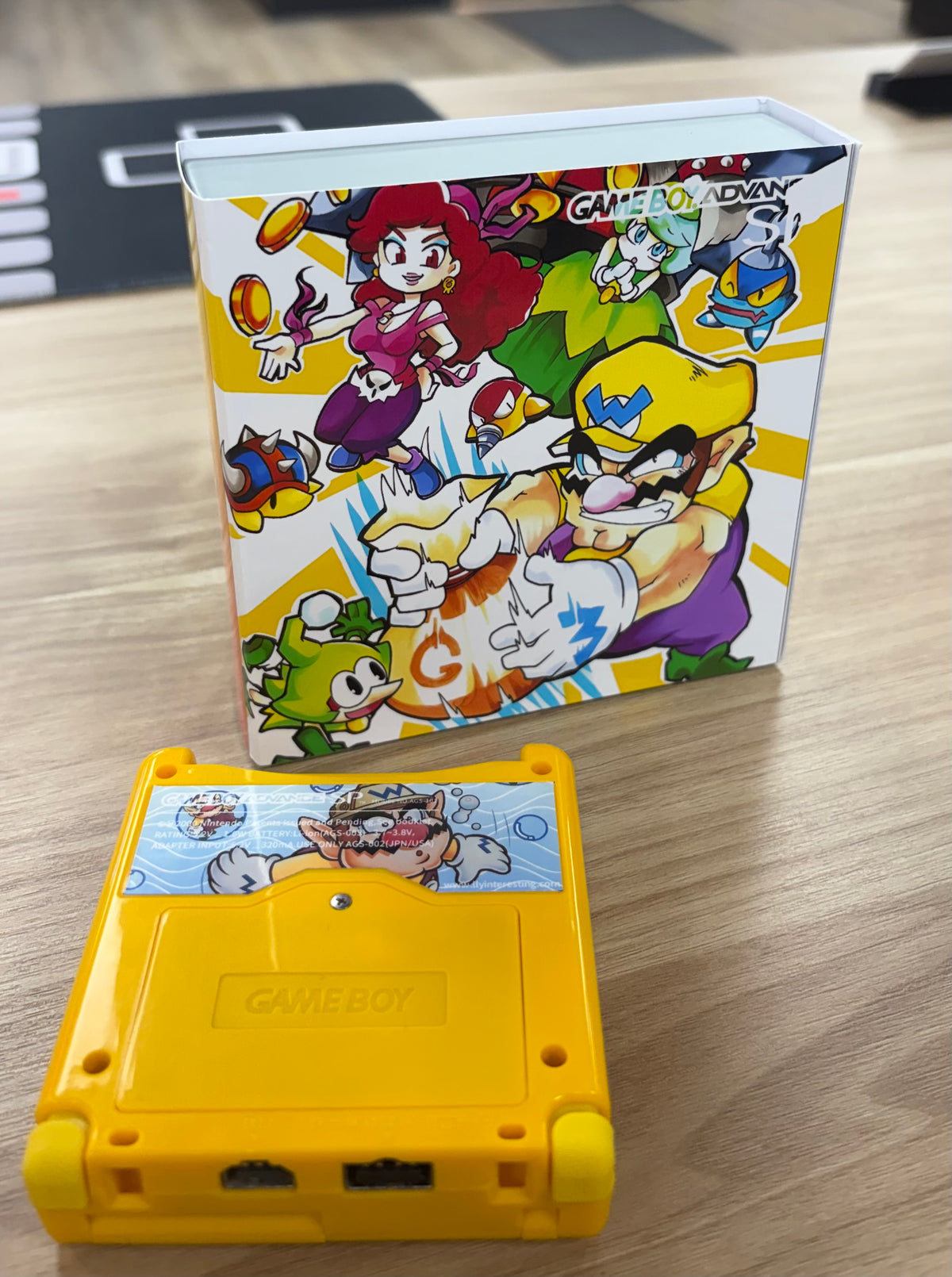 Nintendo Game Boy Advance SP (GBA SP) Custom Wario Backlit Handheld Console