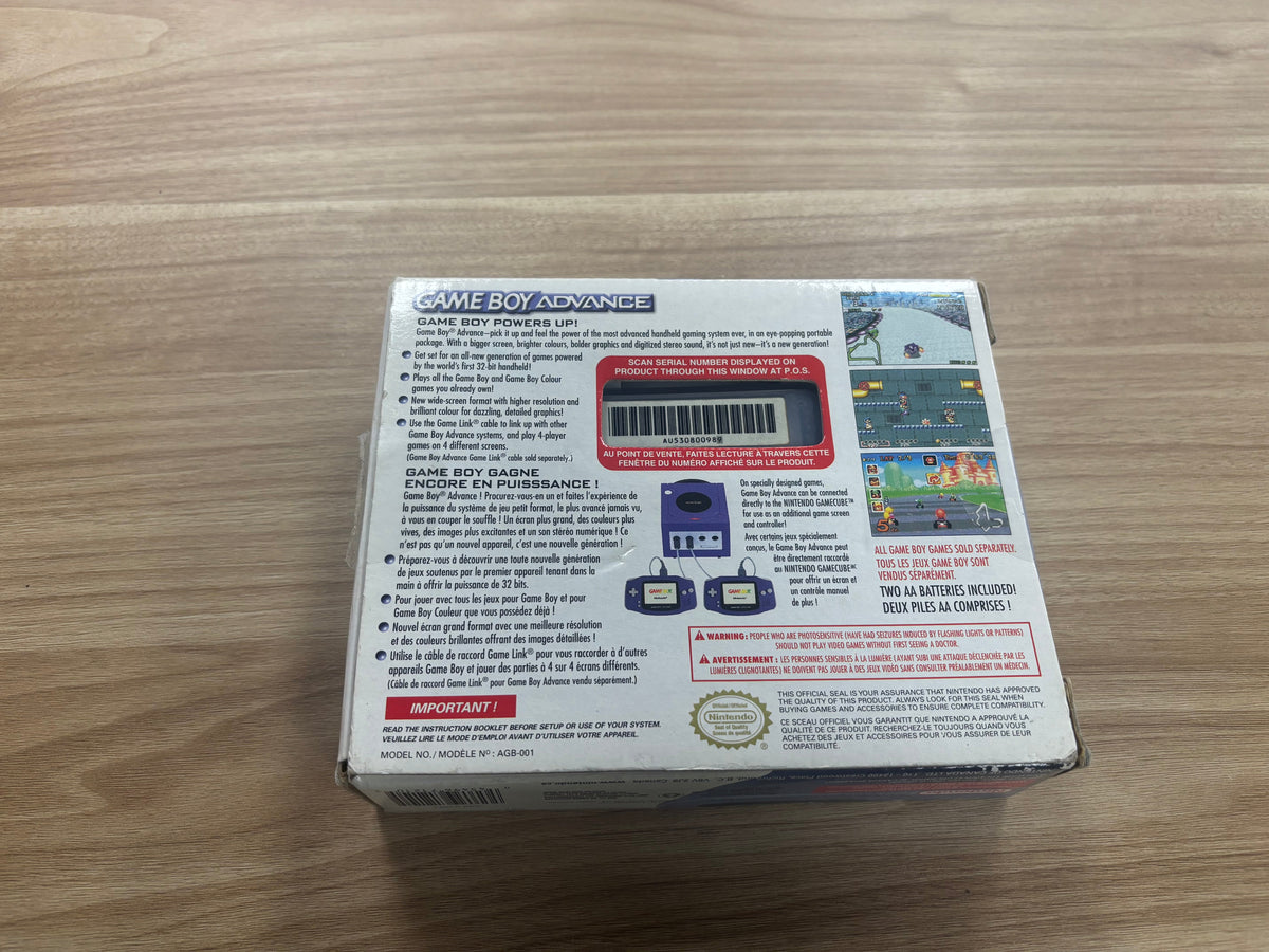 Nintendo Game Boy Advance Clear Glacier Handheld Console (With Box and Manual)