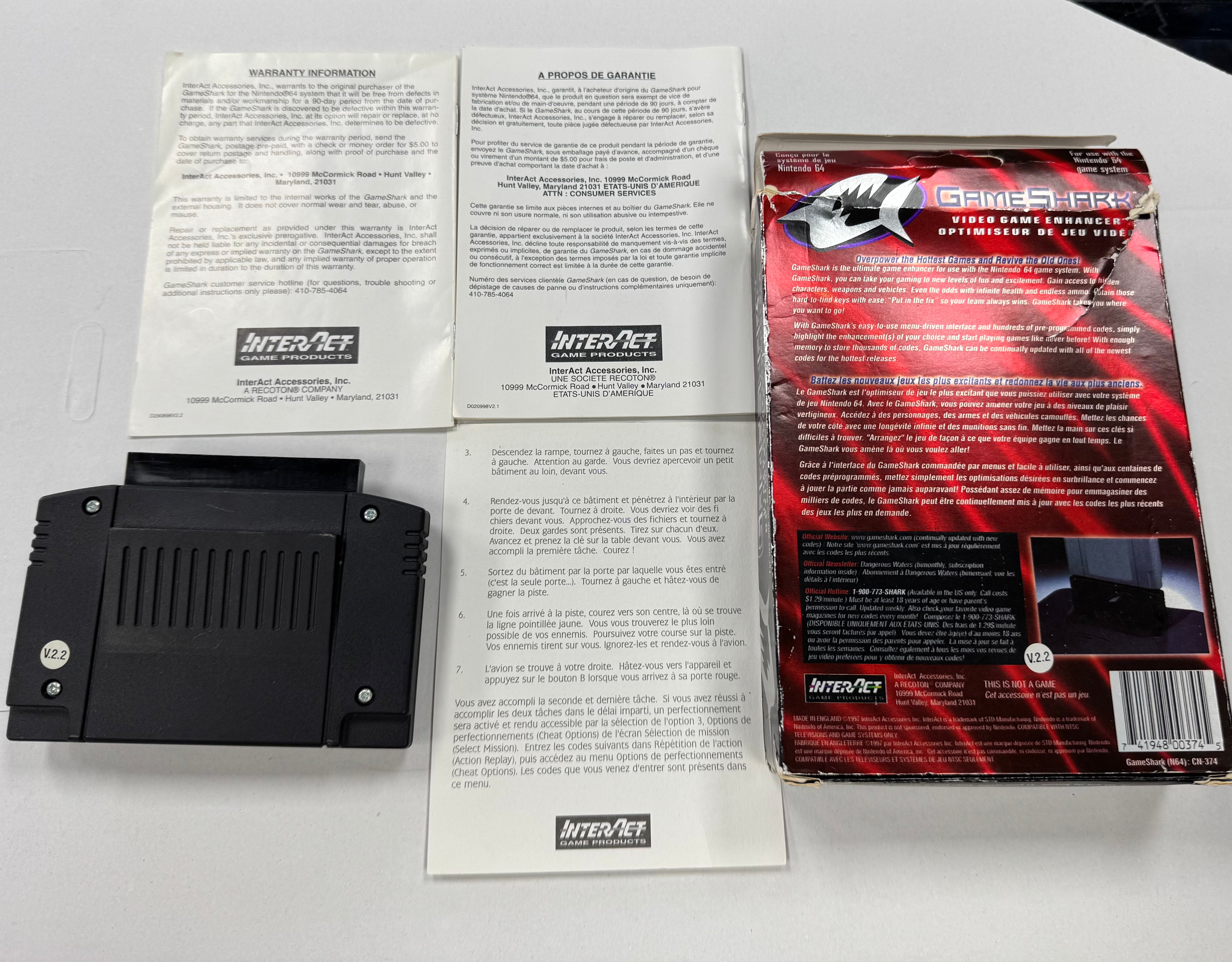 GameShark 2.2 Boxed Complete for the Nintendo N64