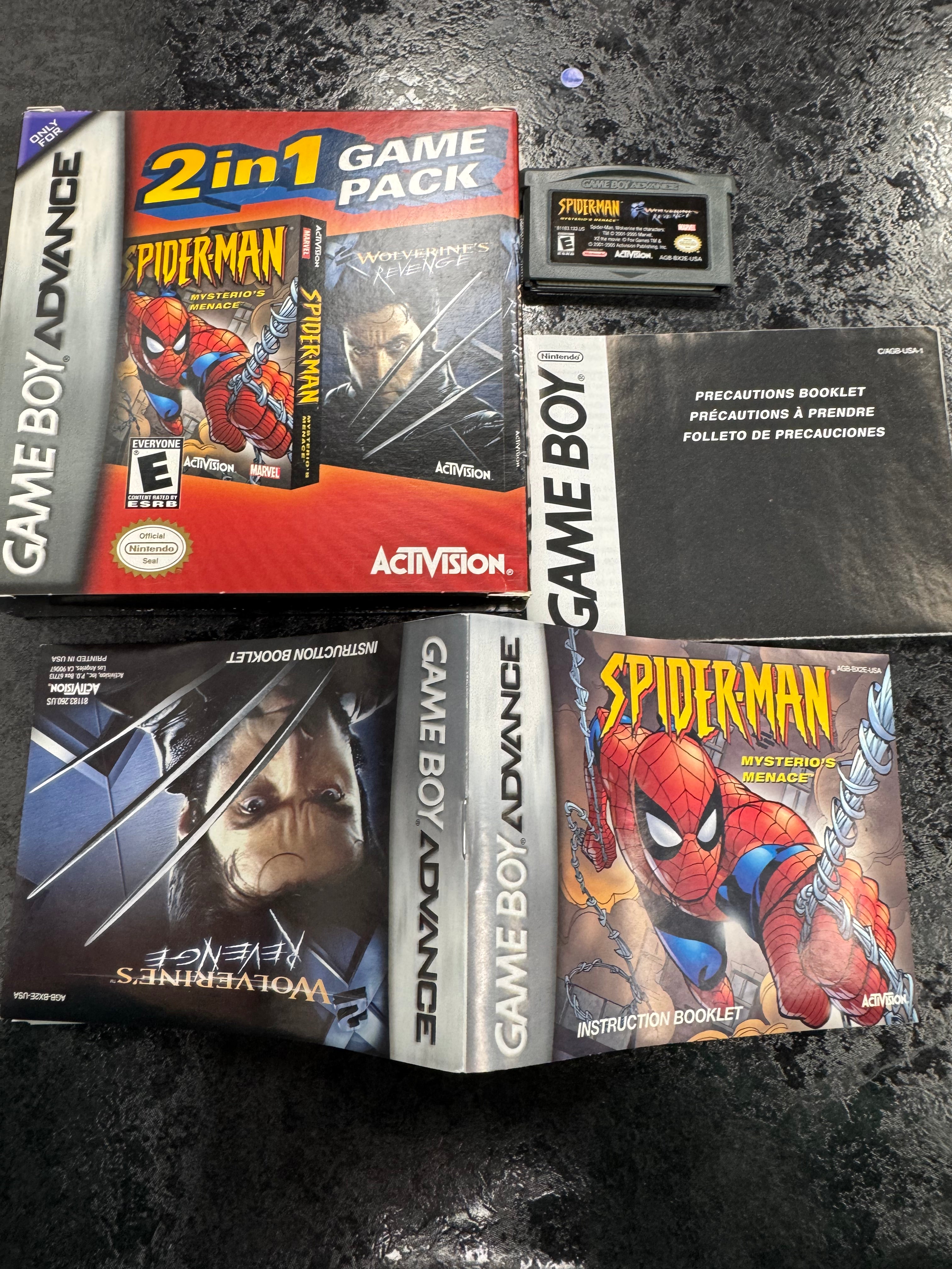 Spider-Man Mysterio's Menace and X-2 Wolverines Revenge - Nintendo Game Boy Advance