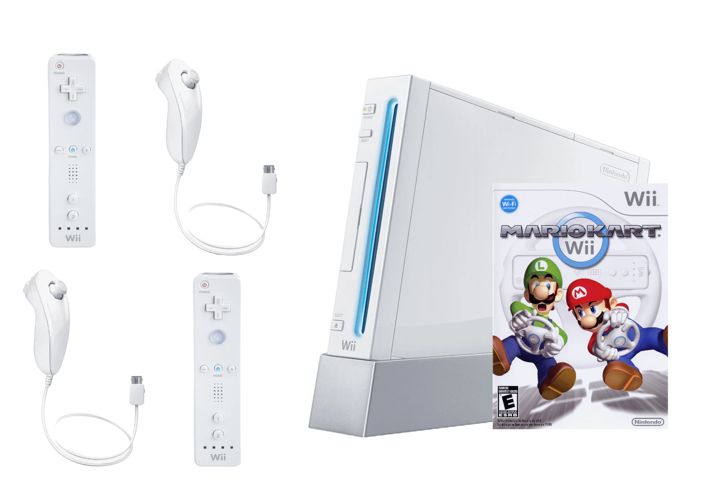 Nintendo Wii / Mario Kart Wii Two Controller Bundle