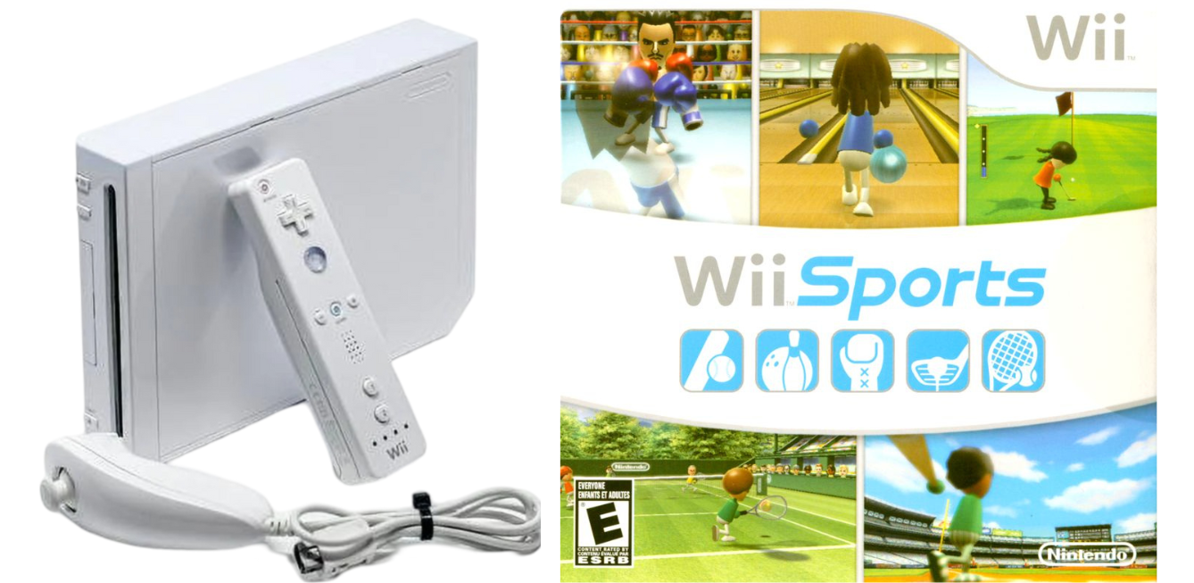Nintendo Wii White Console (RVL-001) And Wii Sports Bundle Pack