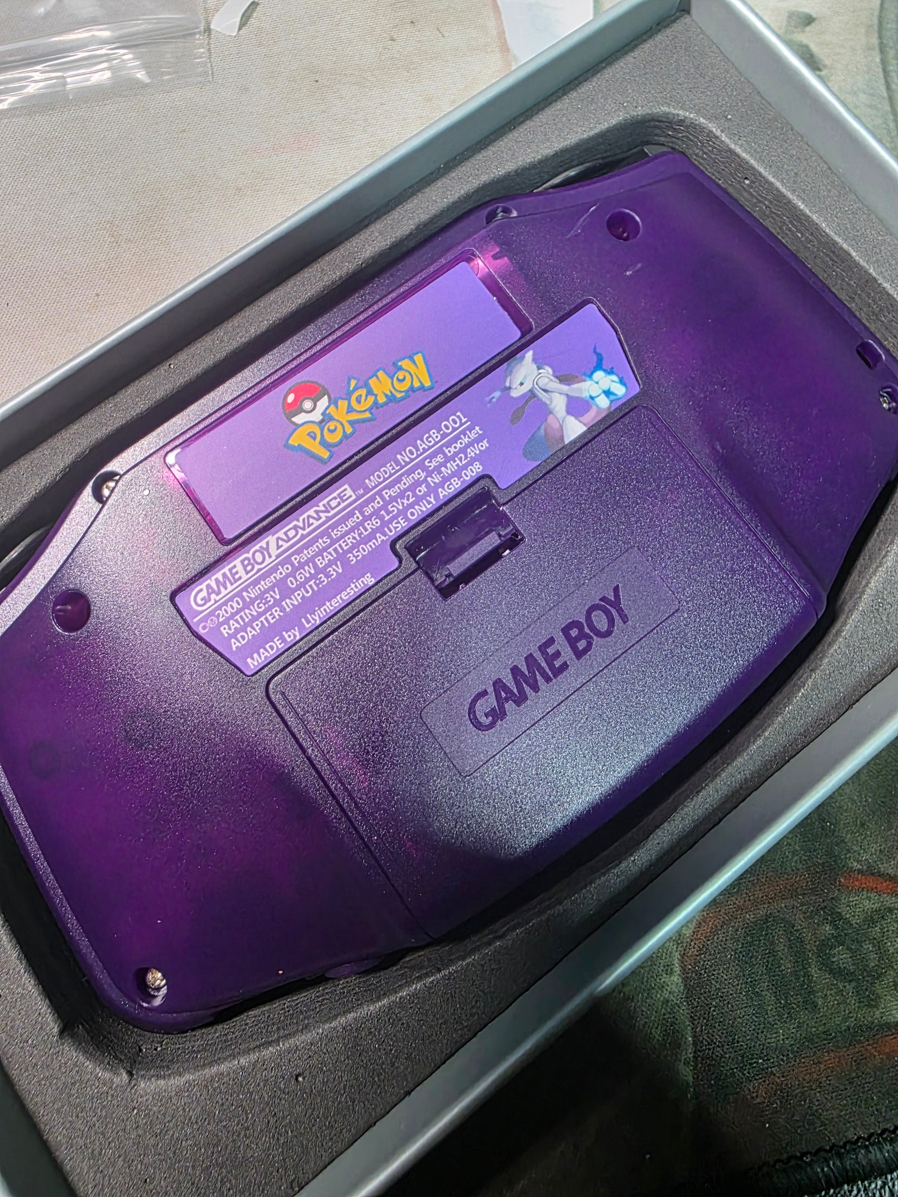 Nintendo Game Boy Advance (GBA) Custom Mewtwo Backlit Handheld Console