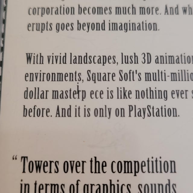 Final Fantasy 7 ( VII ): Misprint - Sony PlayStation 1 (PS1)