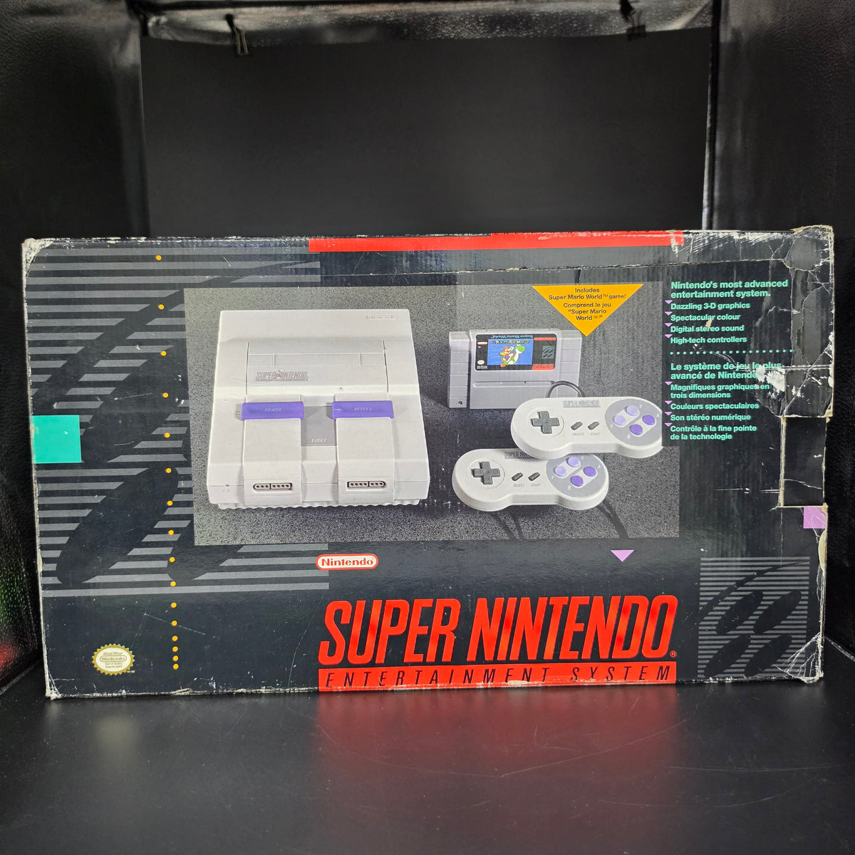 CIB Super Nintendo Console Bundle + Super Mario world (SNES-001)