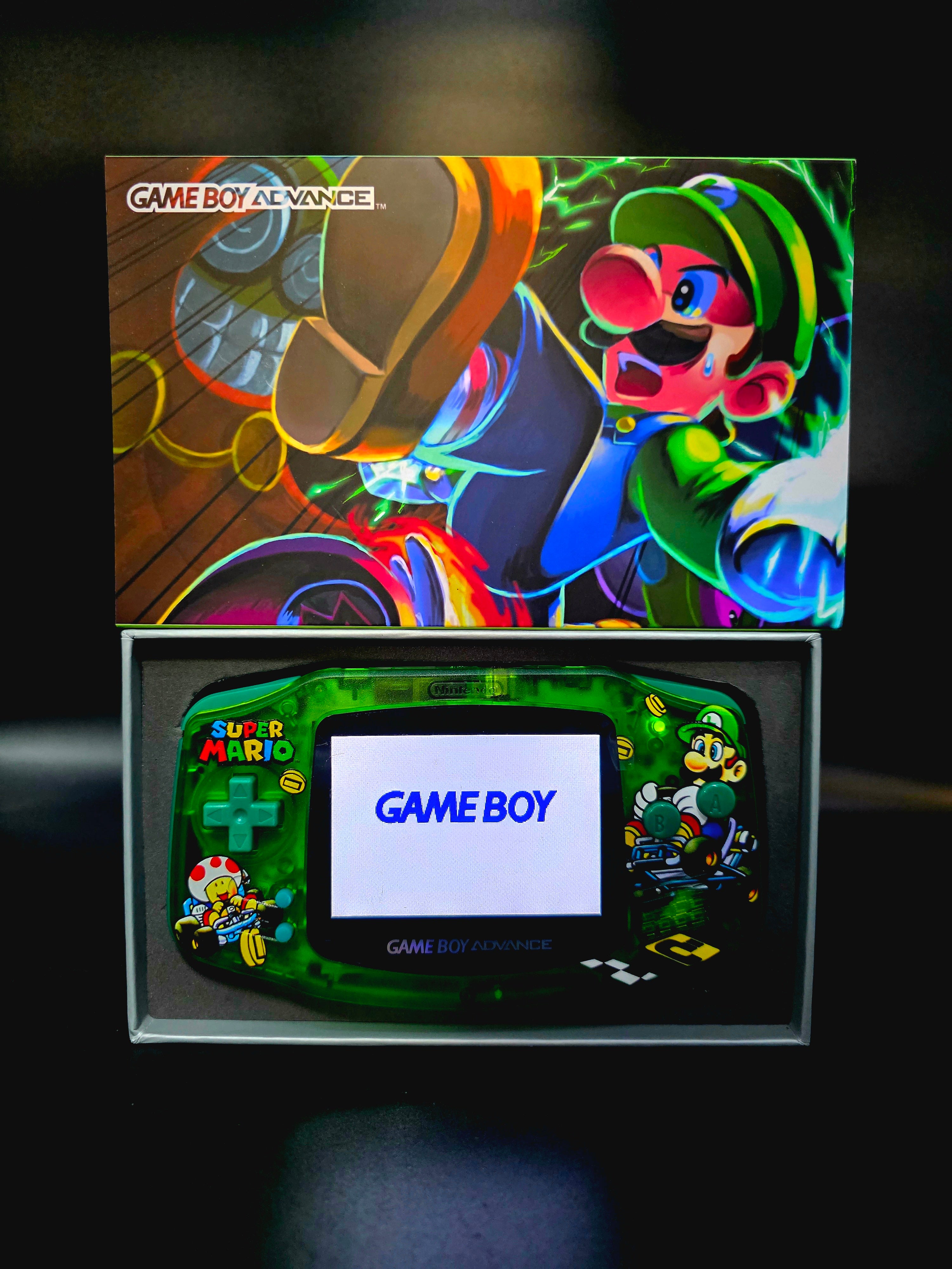 Nintendo Game Boy Advance (GBA) Custom Luigi Backlit Handheld Console