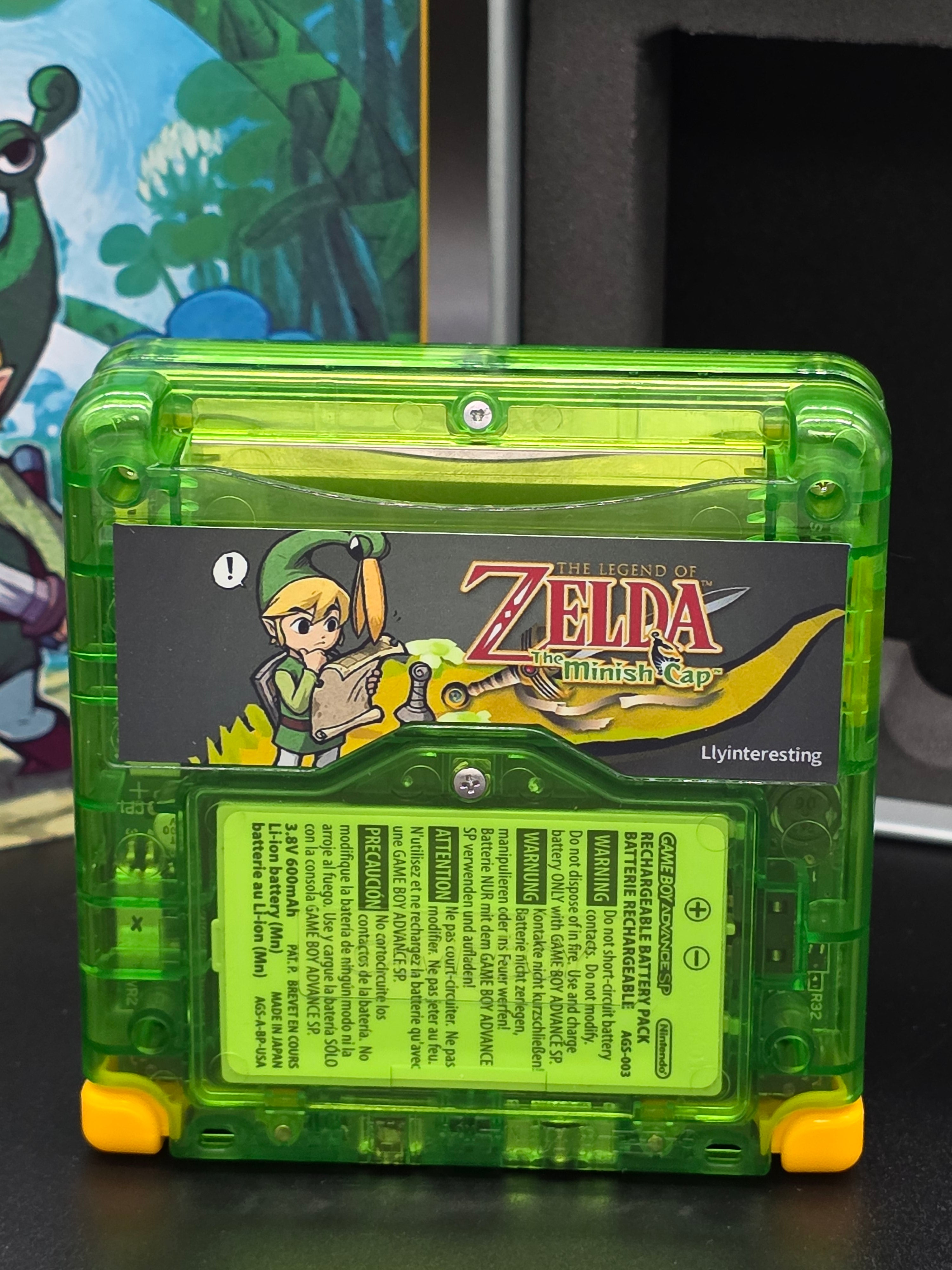 Nintendo Game Boy Advance SP (GBA SP) Custom Zelda Minish Cap Backlit Handheld Console