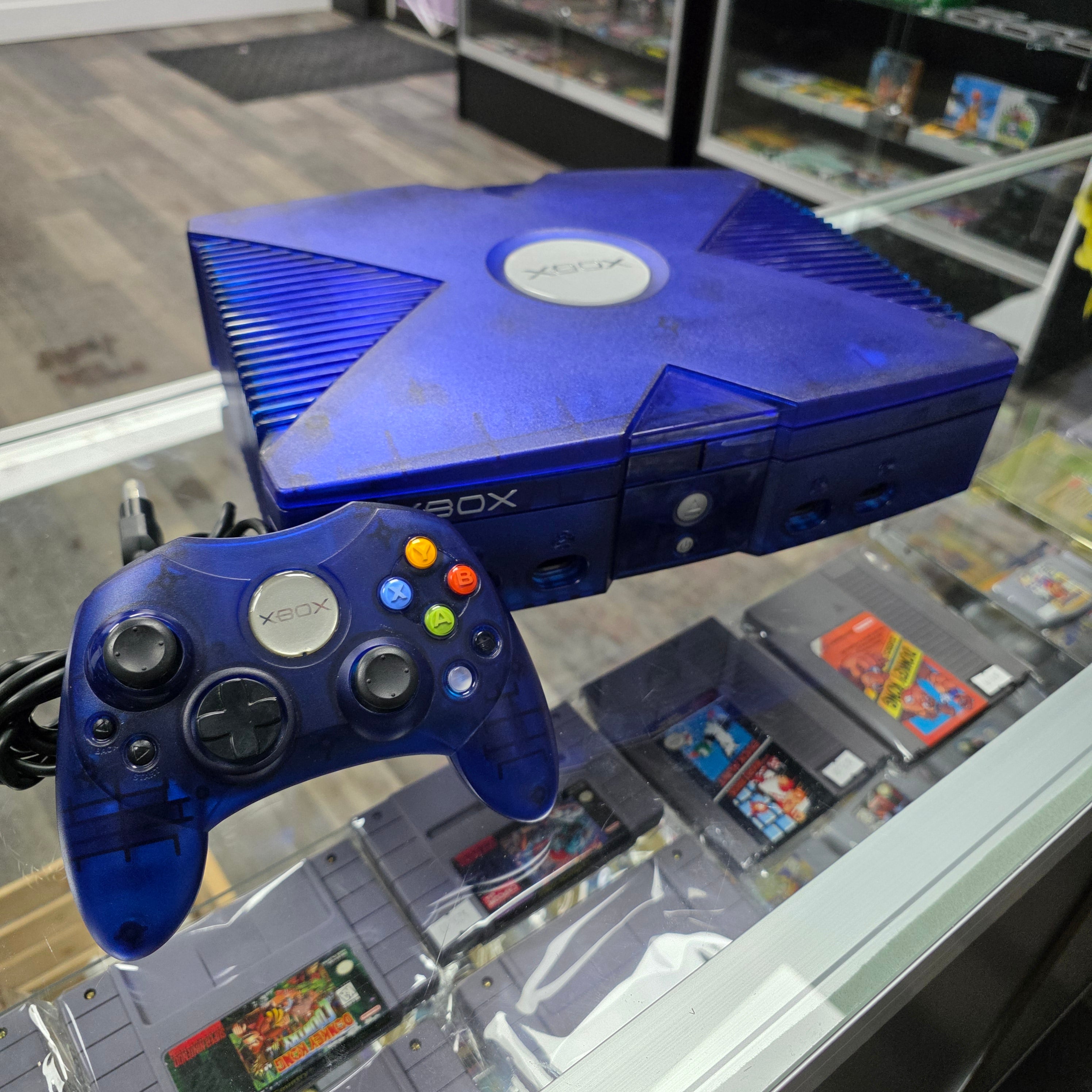 Microsoft Original OG Xbox Halo 2 Edition Ice Blue Clear Console Bundle