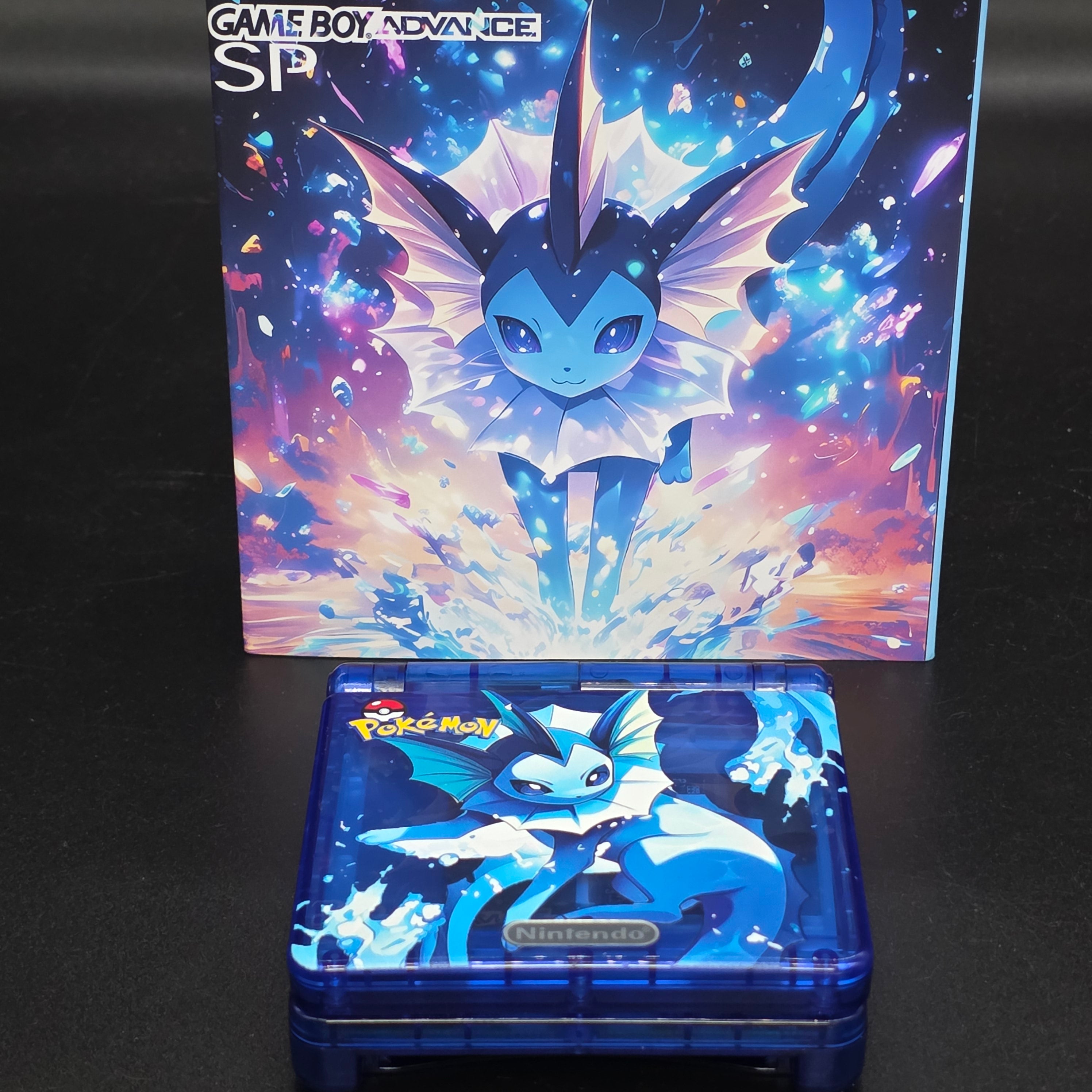 Nintendo Game Boy Advance SP (GBA SP) Custom Vaporeon Backlit Handheld Console