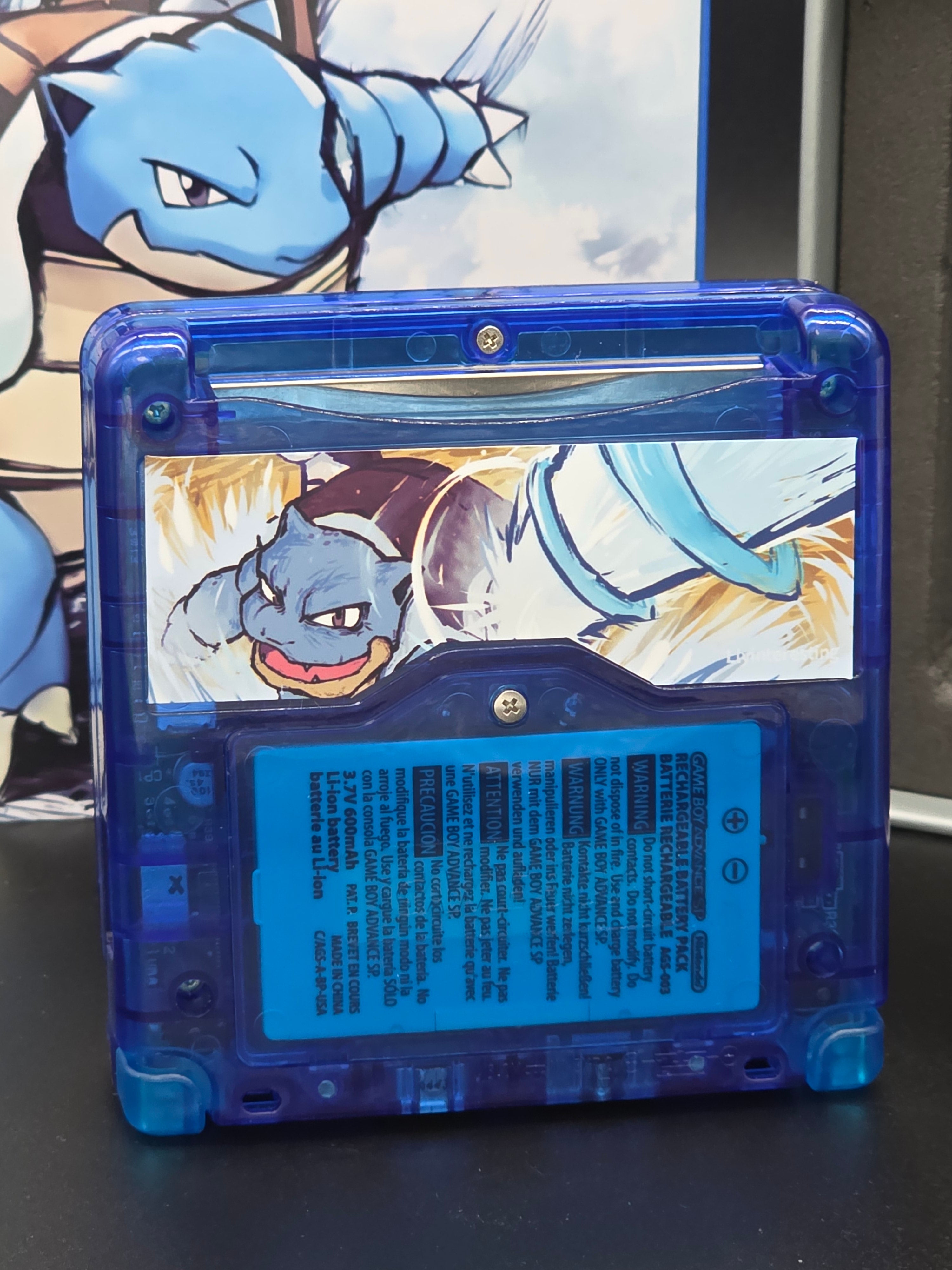 Nintendo Game Boy Advance SP (GBA SP) Custom Blastoise Backlit Handheld Console