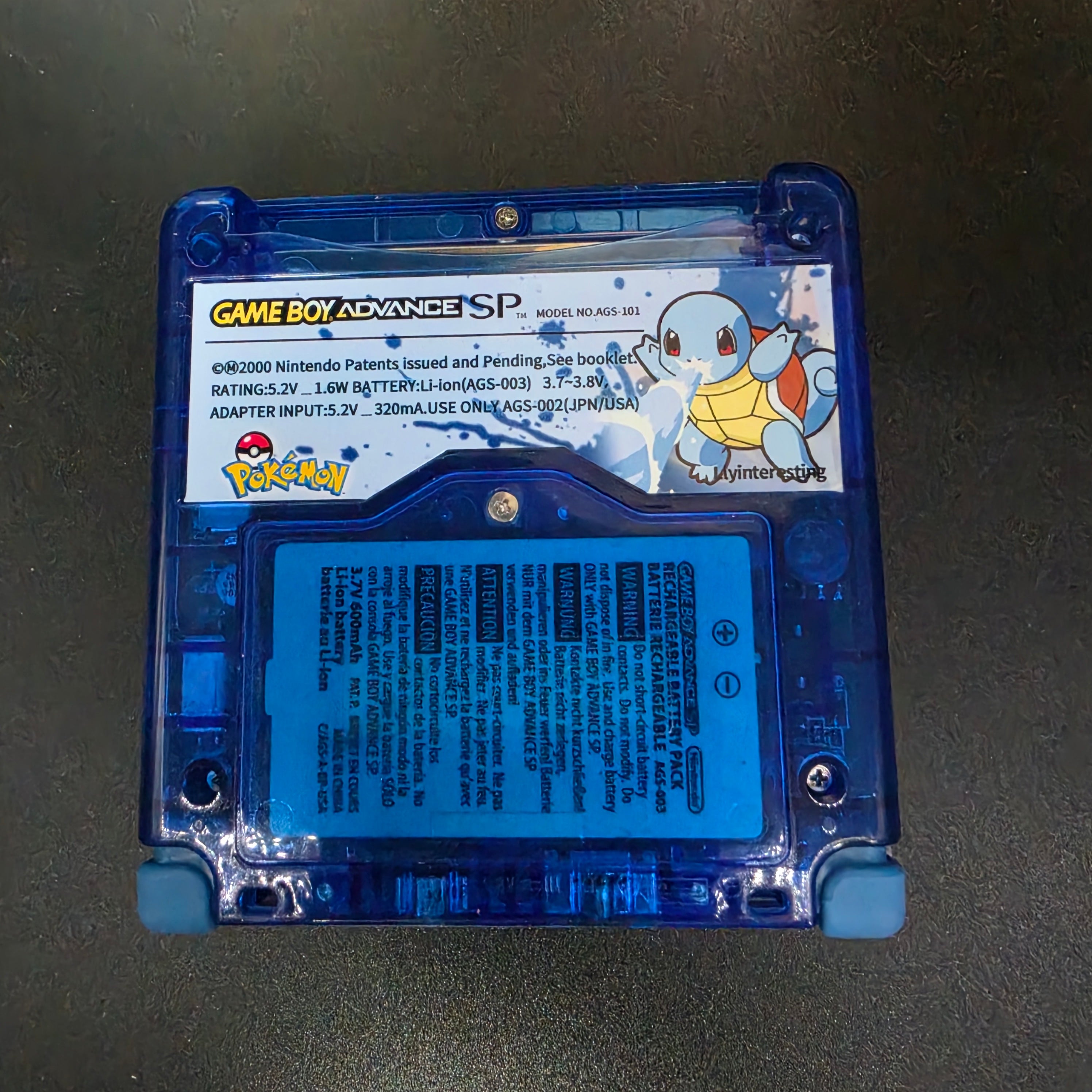 Nintendo Game Boy Advance SP (GBA SP) Custom Squirtle Backlit Handheld Console