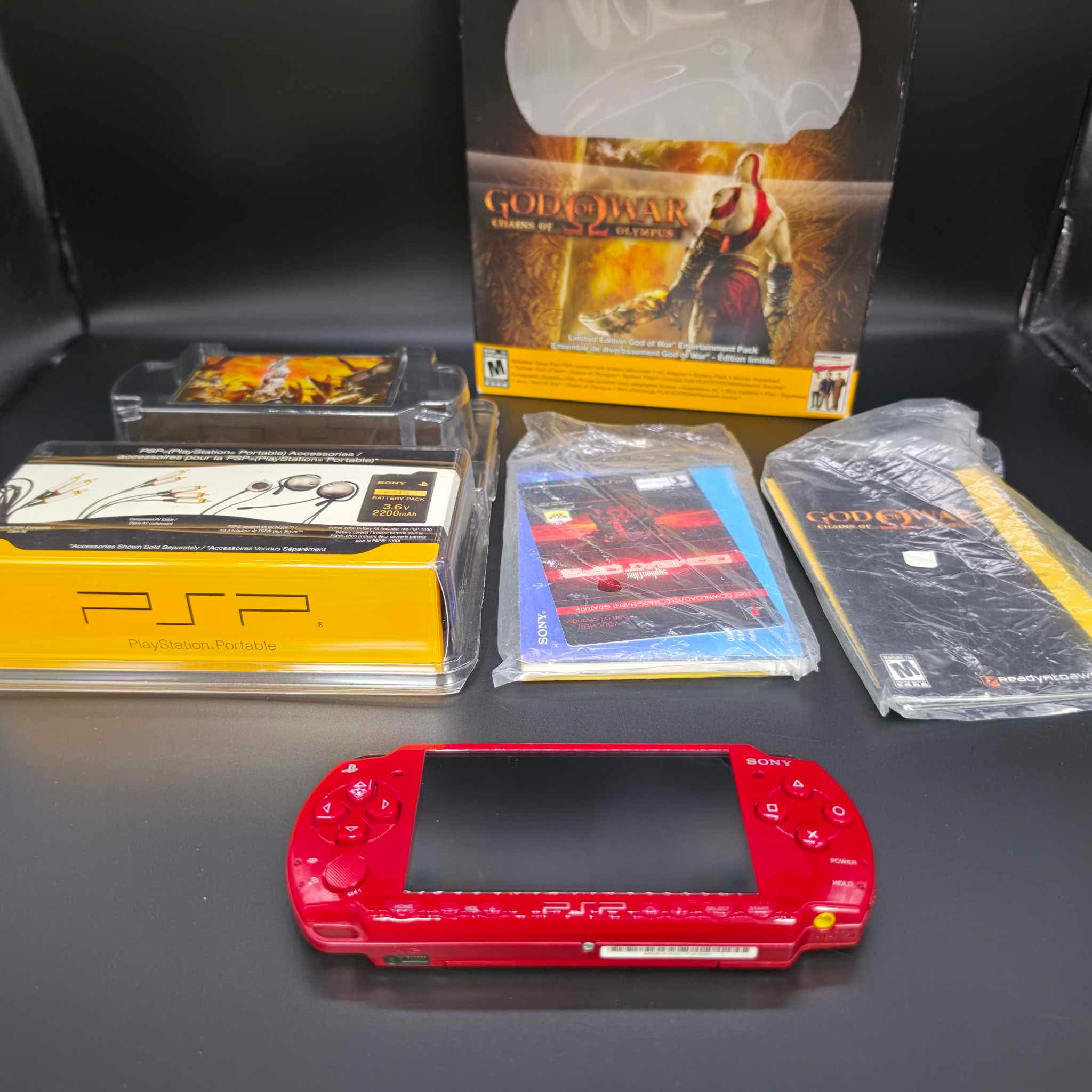 CIB Sony PlayStation Portable PSP God of War Edition Red Model 2000 Handheld Console