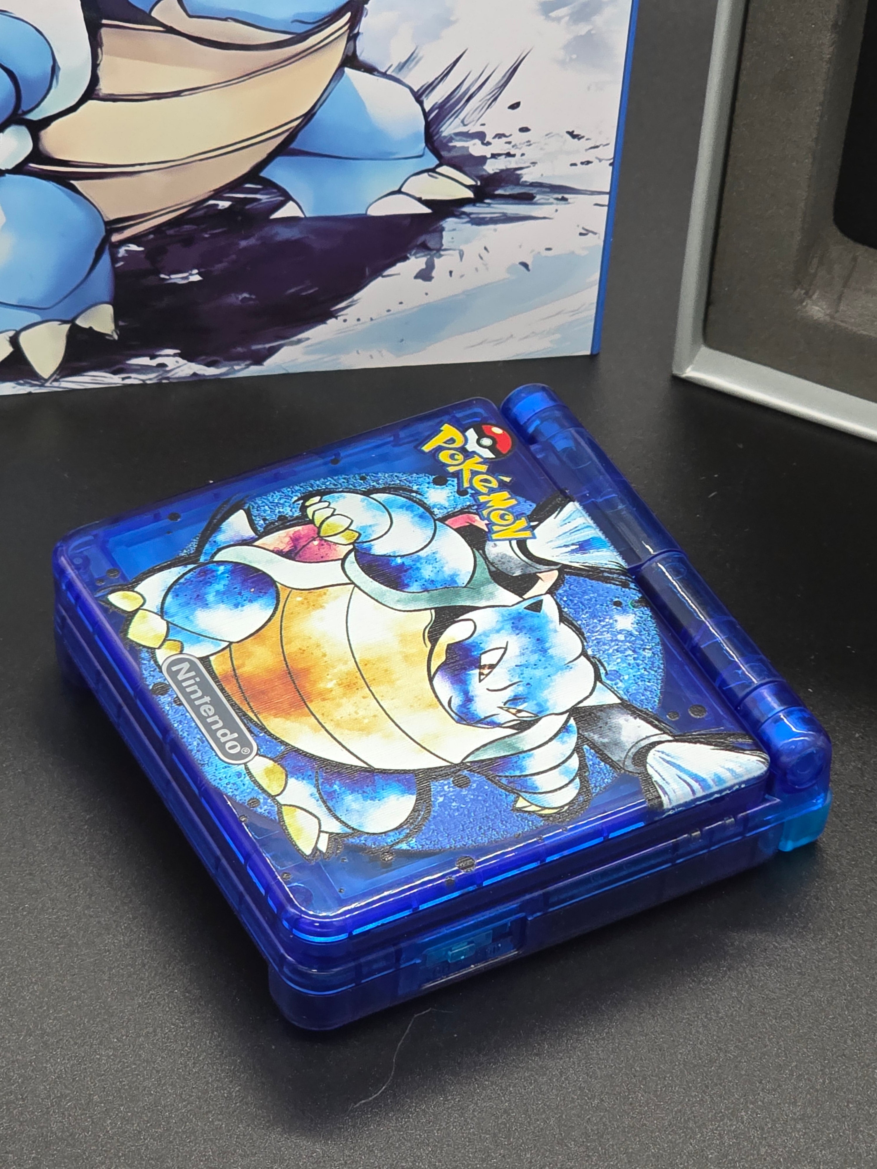 Nintendo Game Boy Advance SP (GBA SP) Custom Blastoise Backlit Handheld Console