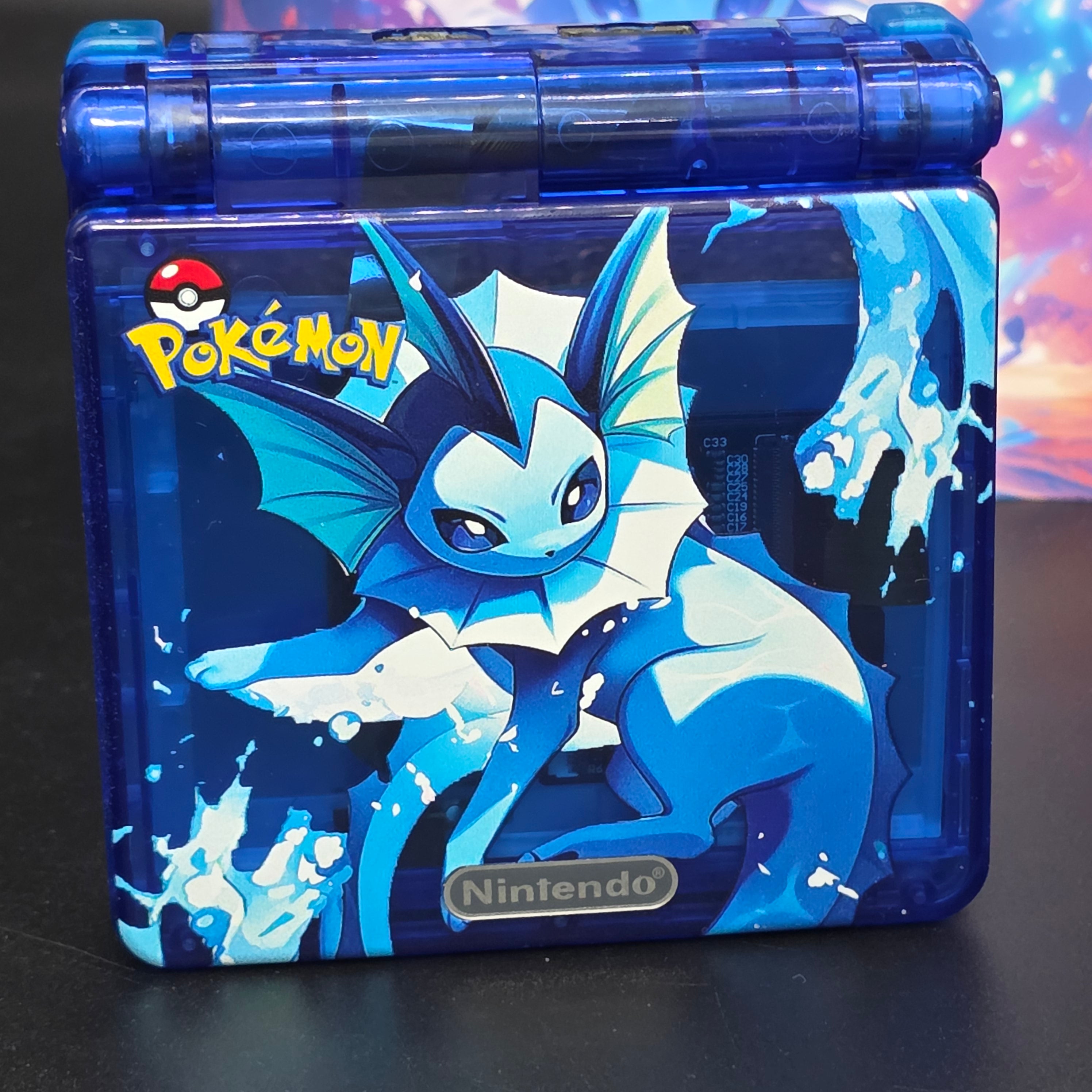 Nintendo Game Boy Advance SP (GBA SP) Custom Vaporeon Backlit Handheld Console