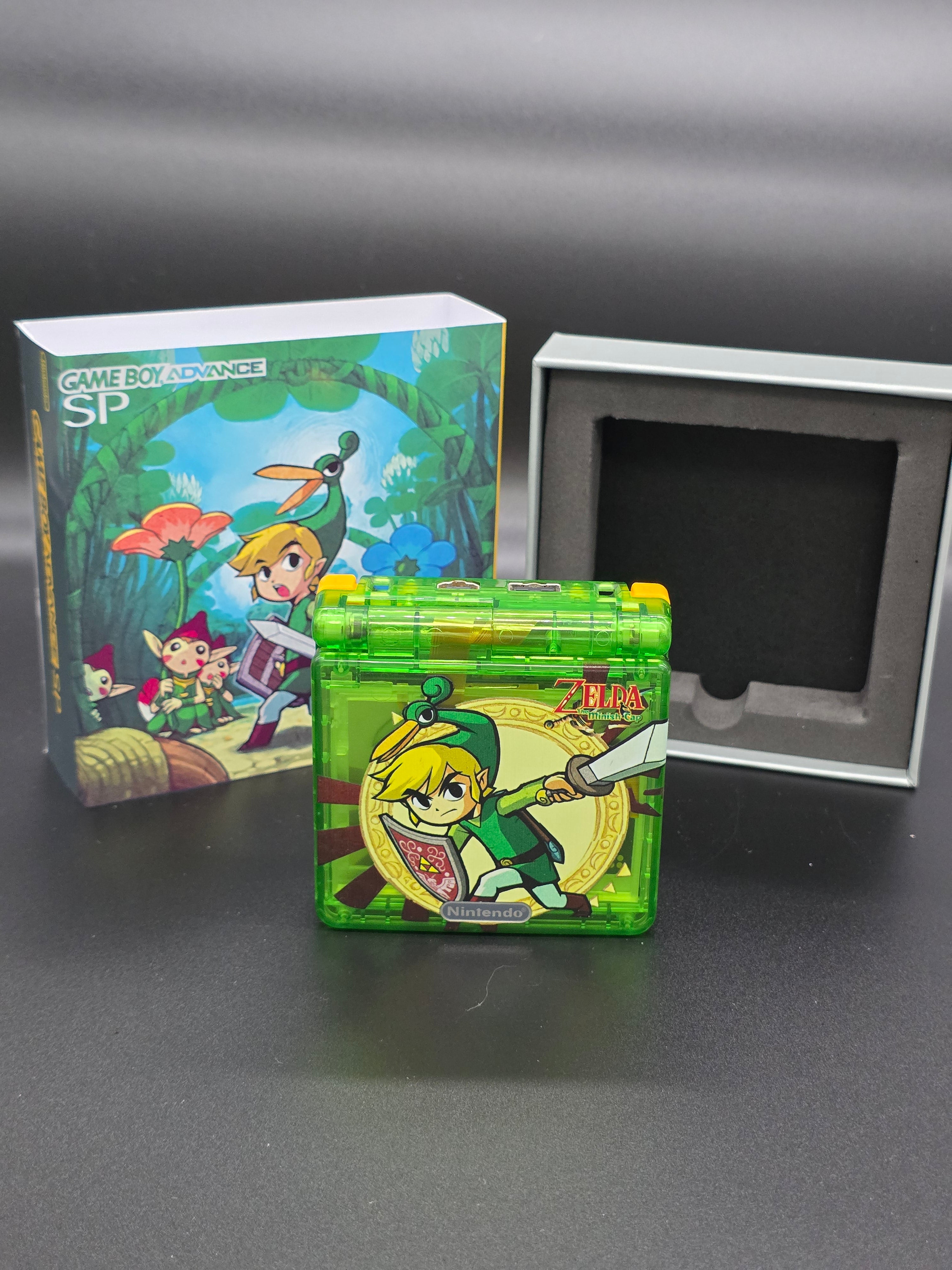 Nintendo Game Boy Advance SP (GBA SP) Custom Zelda Minish Cap Backlit Handheld Console