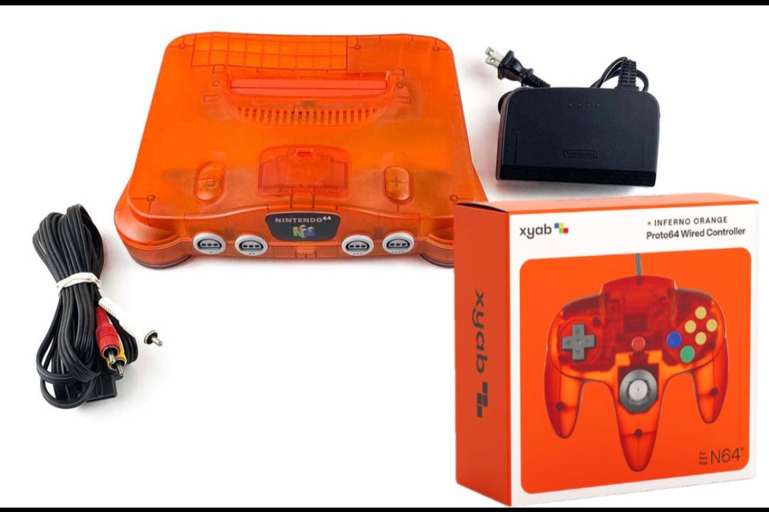 Nintendo N64 Funtastic Fire Orange Console Bundle (NUS-001)