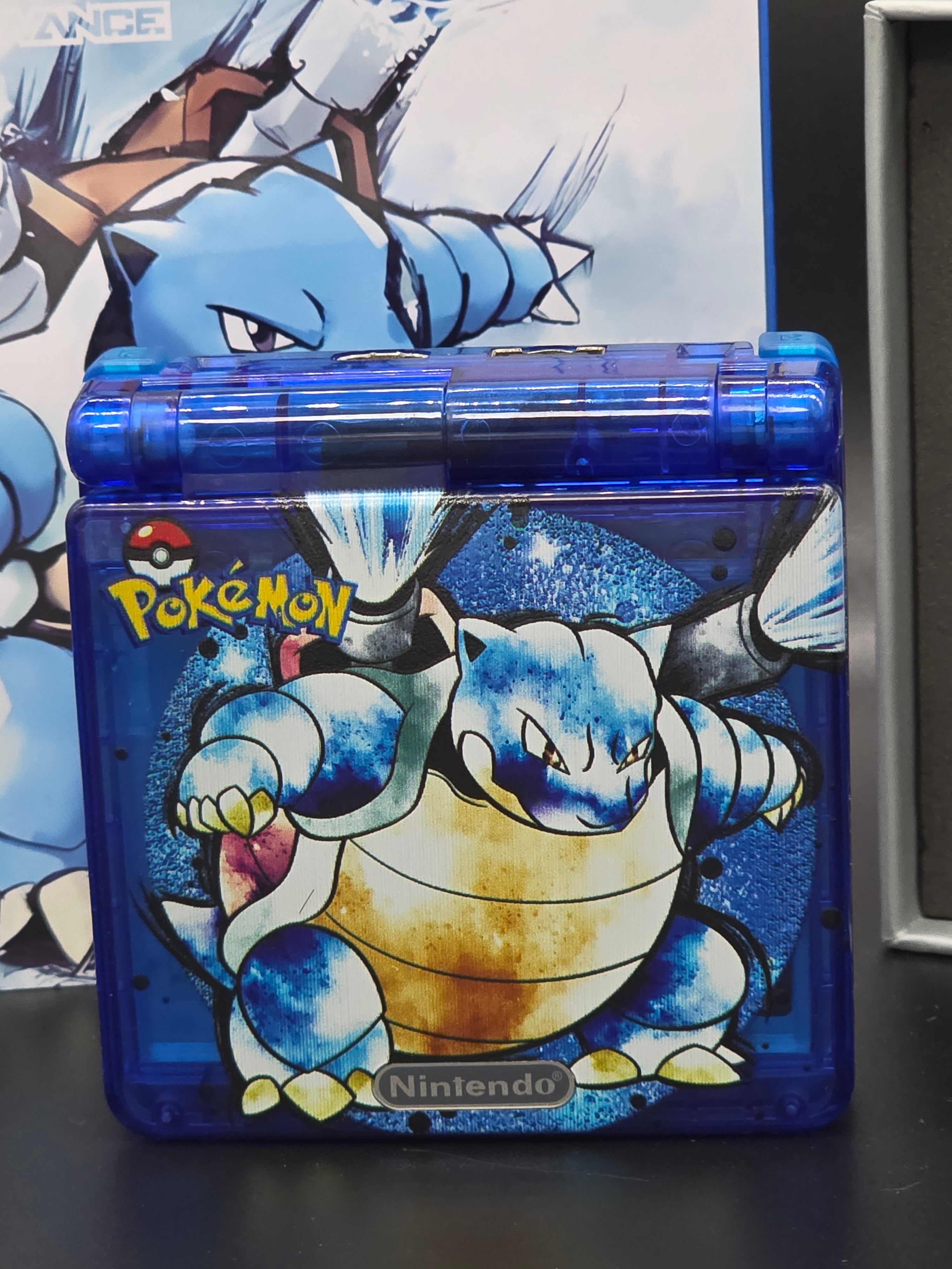 Nintendo Game Boy Advance SP (GBA SP) Custom Blastoise Backlit Handheld Console