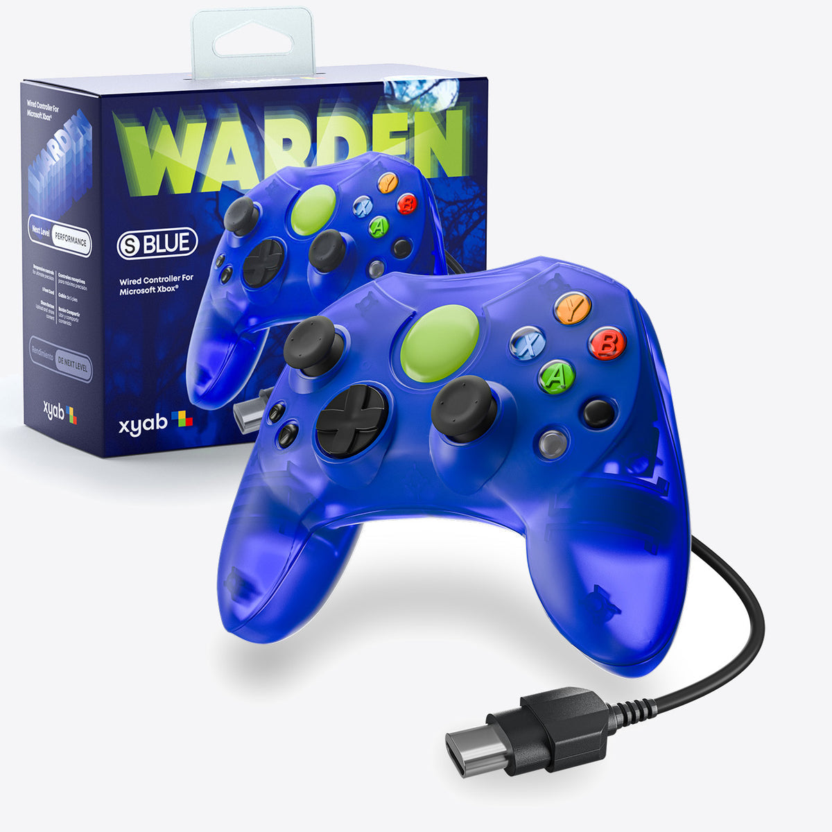 Original Xbox Wired Warden Controller Clear Blue