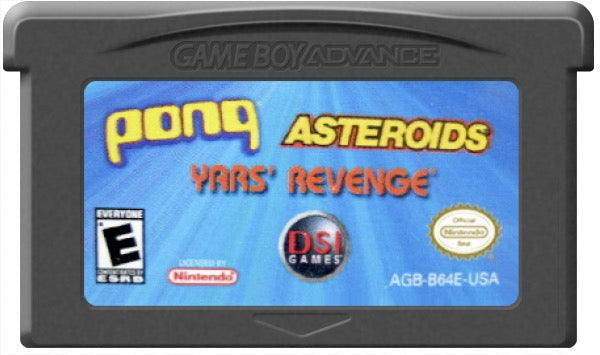 Pong and Asteroids and Yar's Revenge Cartridge