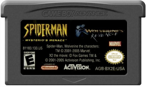 Spider-Man Mysterio's Menace and X-2 Wolverines Revenge Cartridge