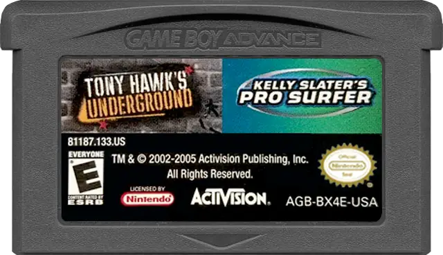 2 In 1 Game Pack: Tony Hawk's Underground / Kelly Slater's Pro Surfer - Nintendo Game Boy Advance