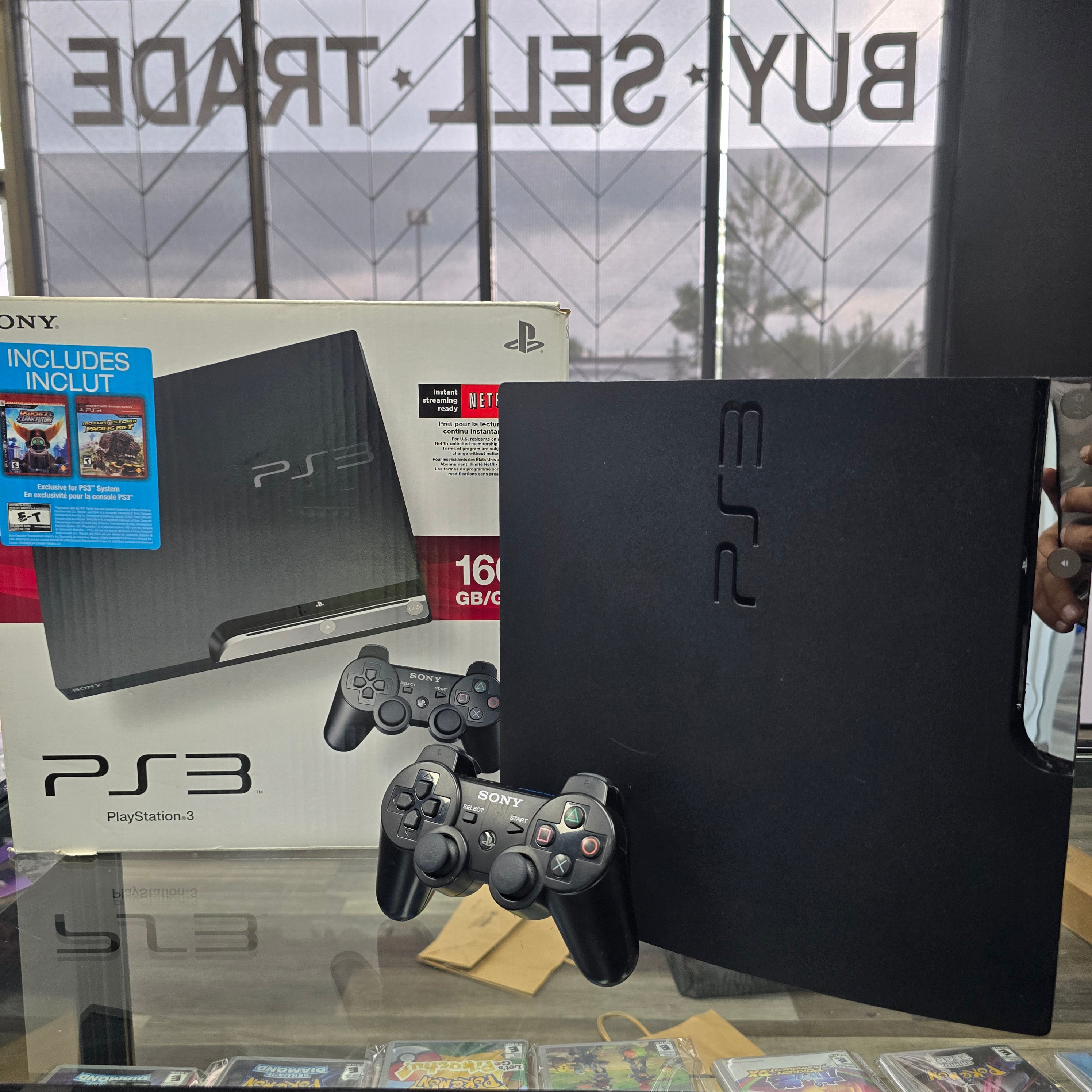 160gb In Box Sony PlayStation 3 PS3 Charcoal Black Slim Console Bundle