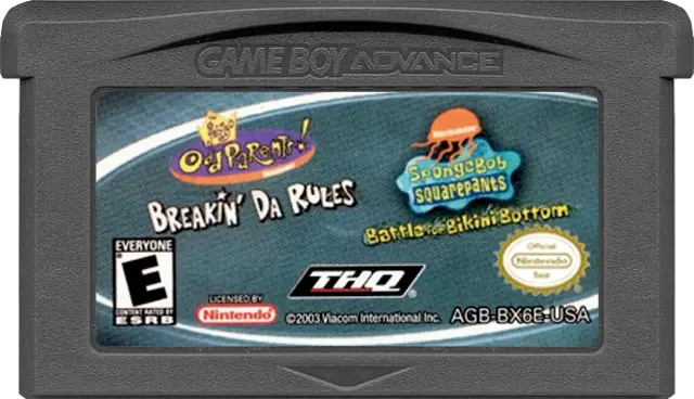 Fairly Odd Parents Breakin' Da Rules / SpongeBob SquarePants Battle for Bikini Bottom Dual Pack - Nintendo Game Boy Advance