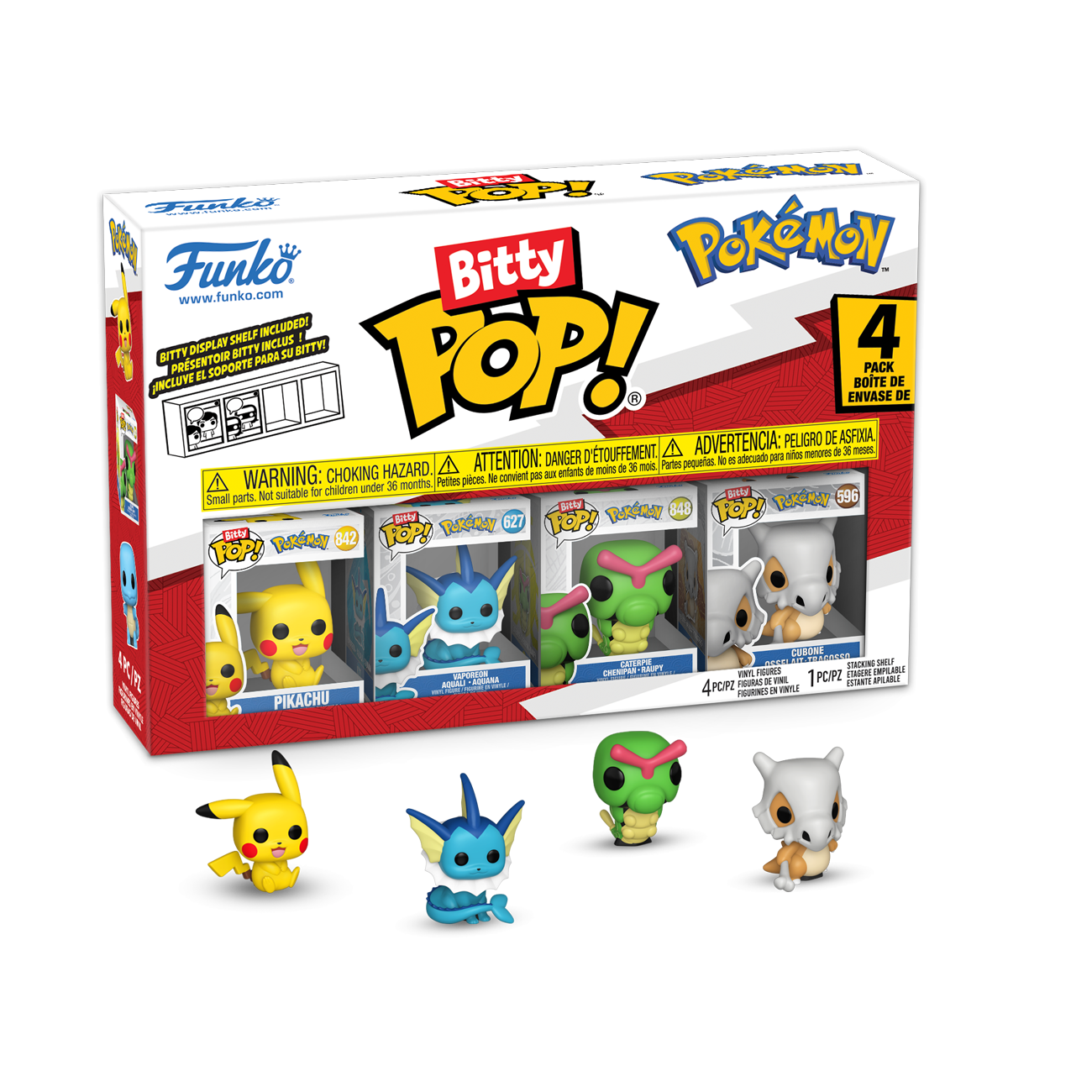 Funko Bitty Pop! Pokemon - Pikachu, Vaporeon, Caterpie, Cubone
