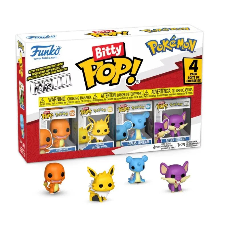 Funko Bitty Pop! Pokemon - Charmander, Jolteon, Lapras, Ratata