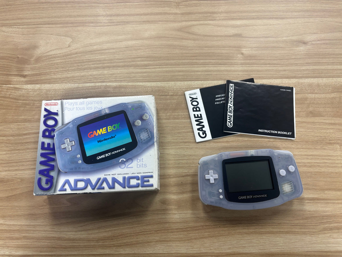 Nintendo Game Boy Advance Clear Glacier Handheld Console (With Box and Manual)