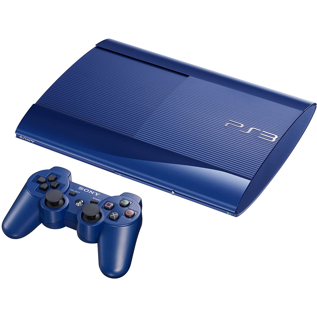 Sony PlayStation 3 PS3 Azurite Blue Super Slim Console Bundle