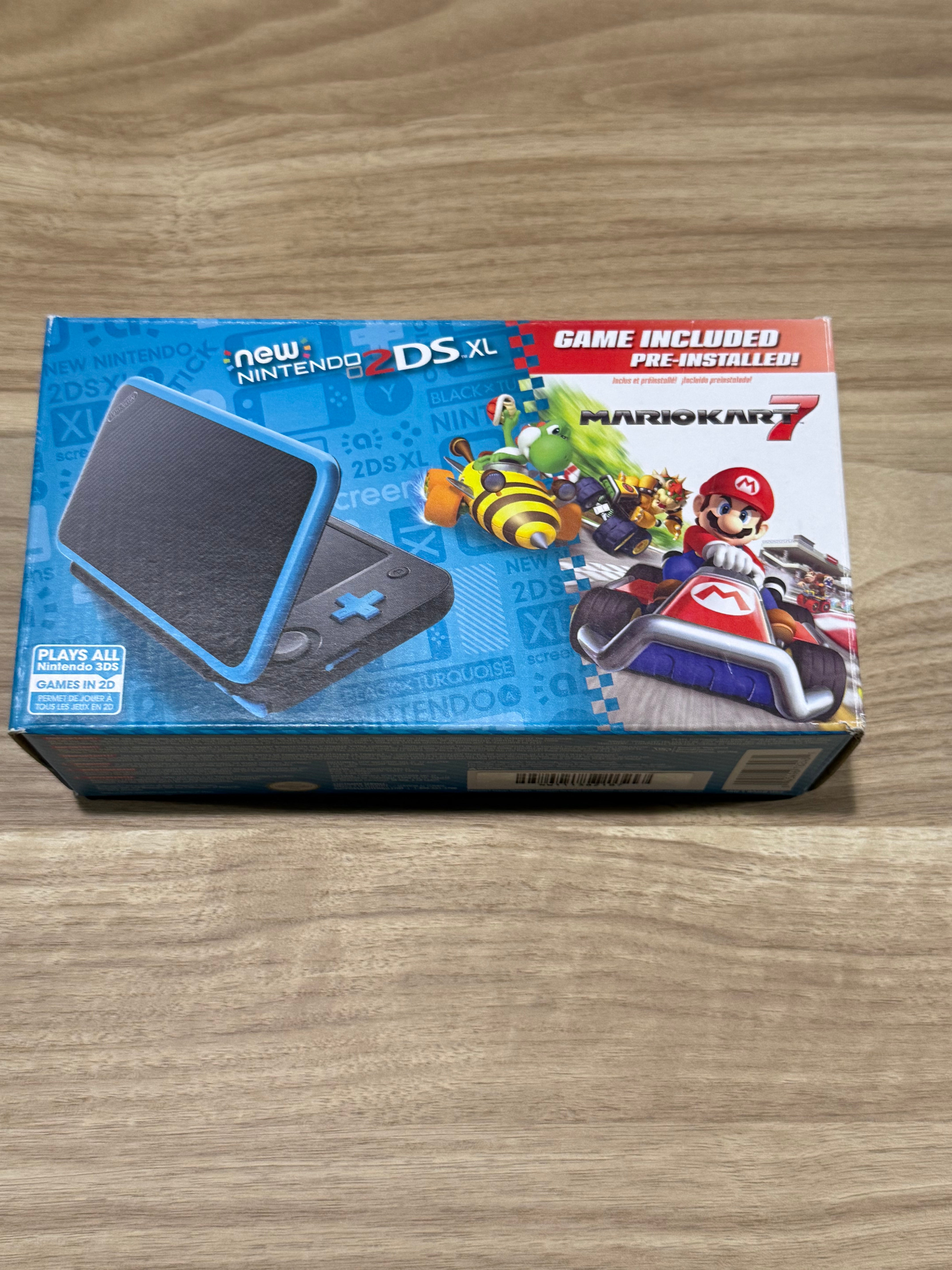 New Nintendo 2DS XL Handheld Console System Mario Kart 7 Bundle Black/Turquoise