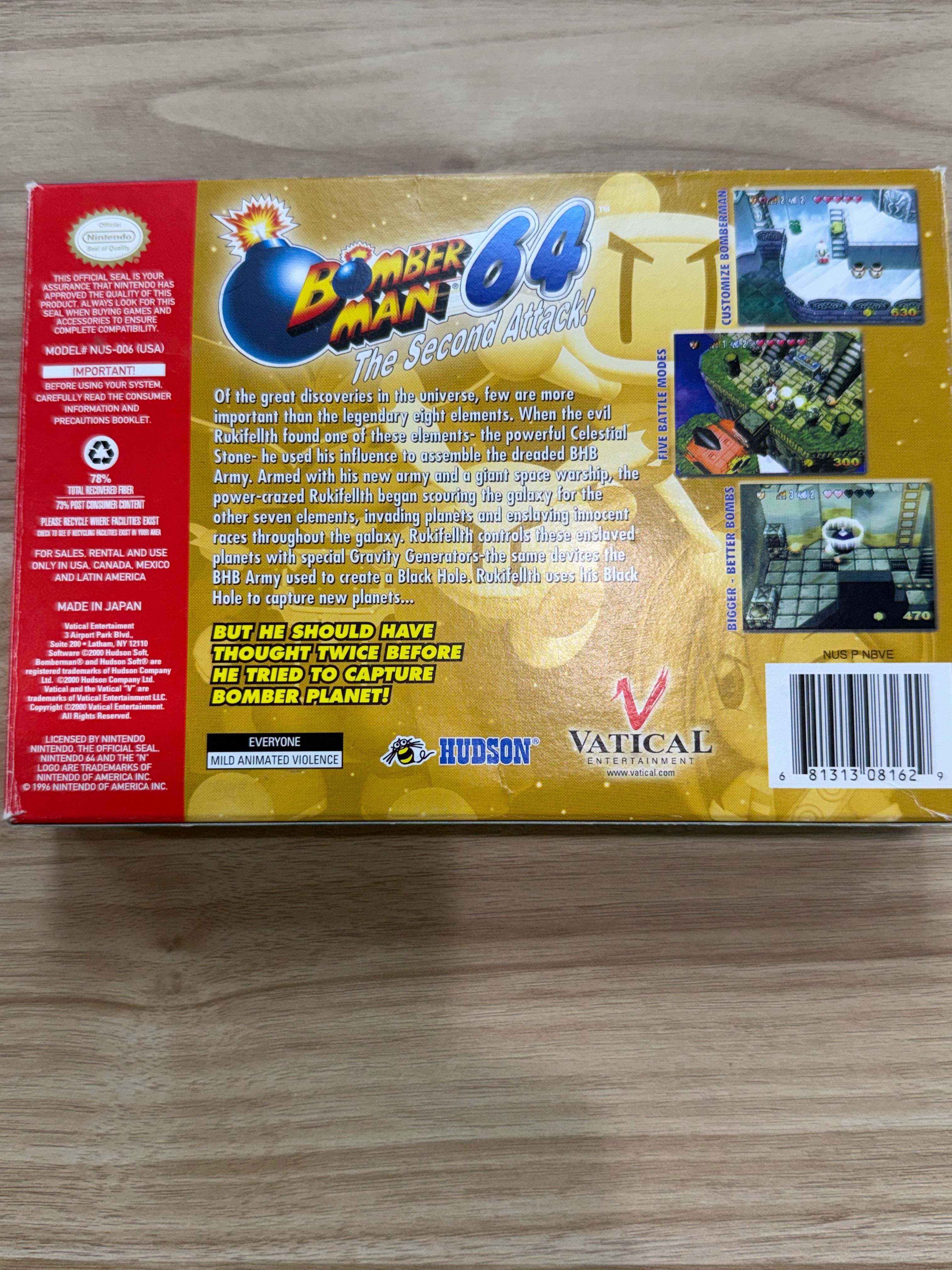 Bomberman 64 Second Attack - Nintendo N64 CIB - With Reg Card