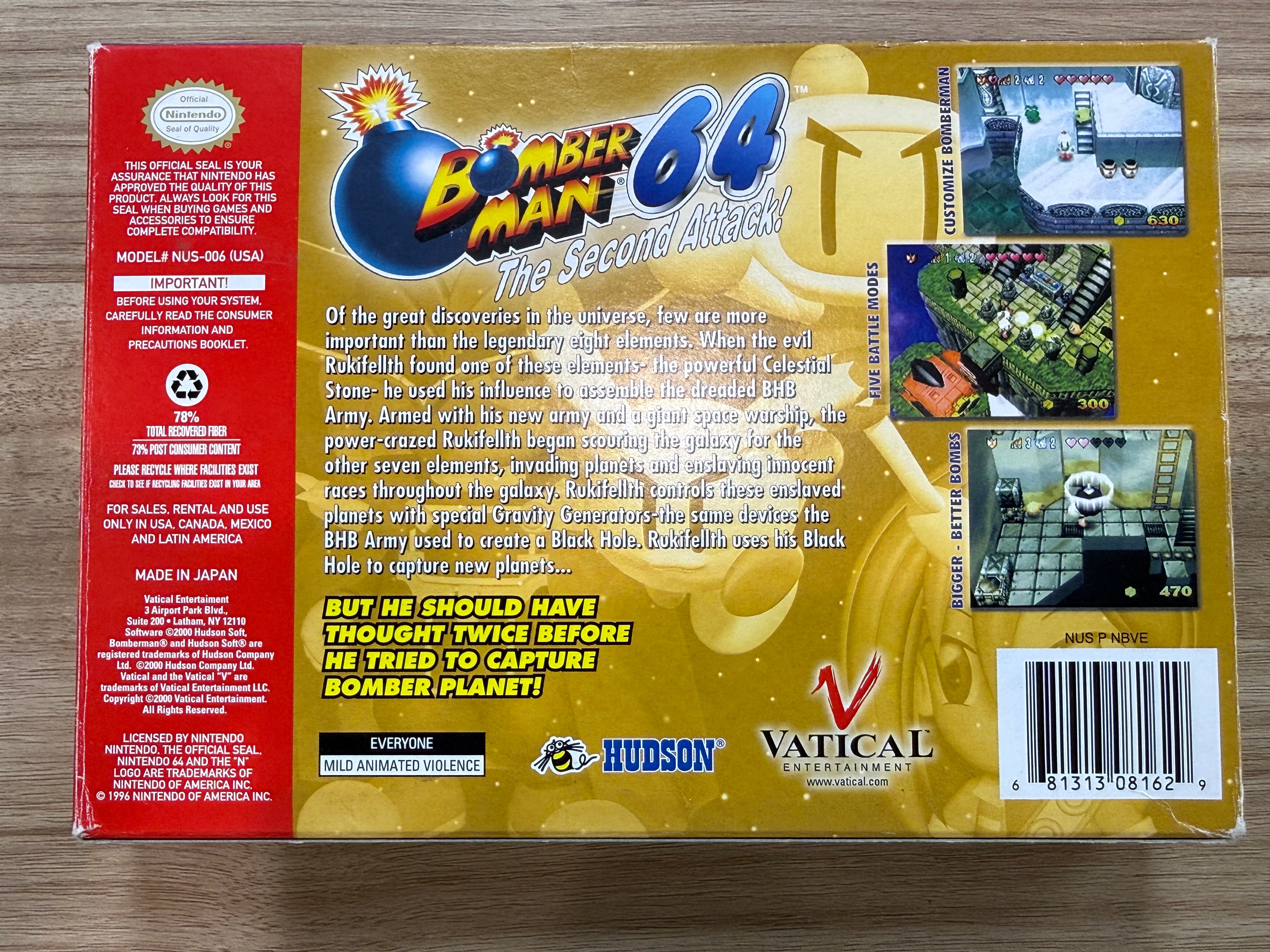 Bomberman 64 Second Attack - Nintendo N64 CIB - With Reg Card