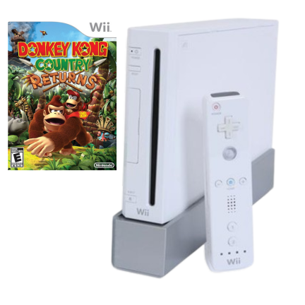 Nintendo Wii White Console And Donkey Kong Country Returns Bundle