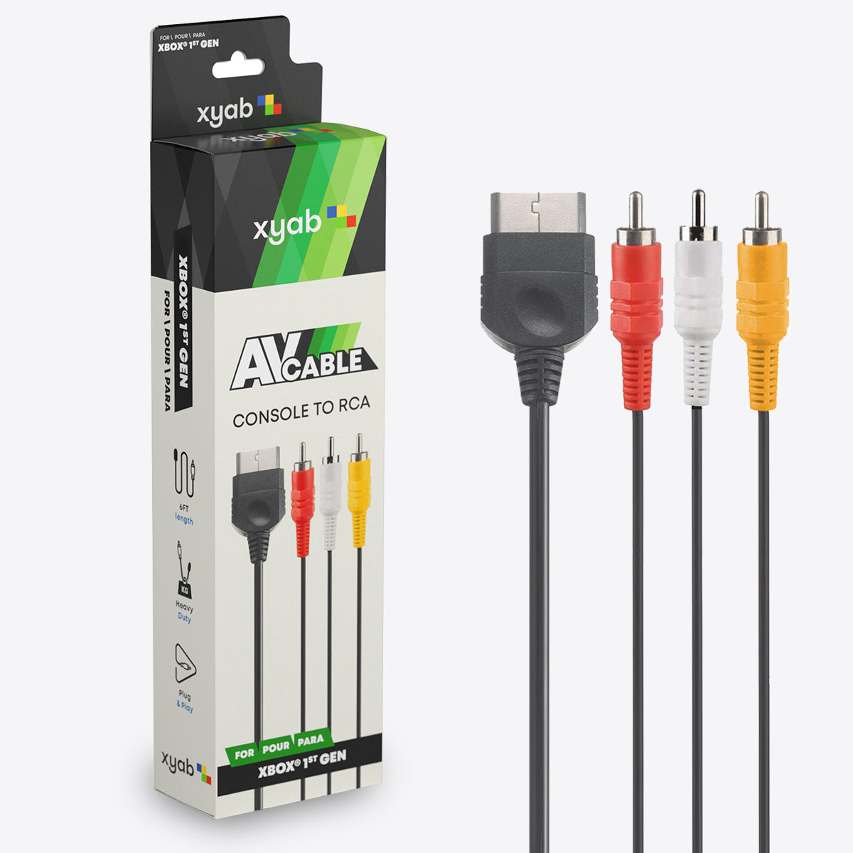 Wholesale Lot – 20x Microsoft Original Xbox RCA A/V Composite Cables, 6ft