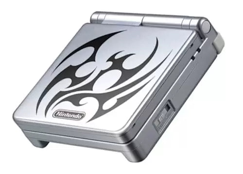 Nintendo Game Boy Advance GBA SP Platinum Tribal Silver Handheld Console