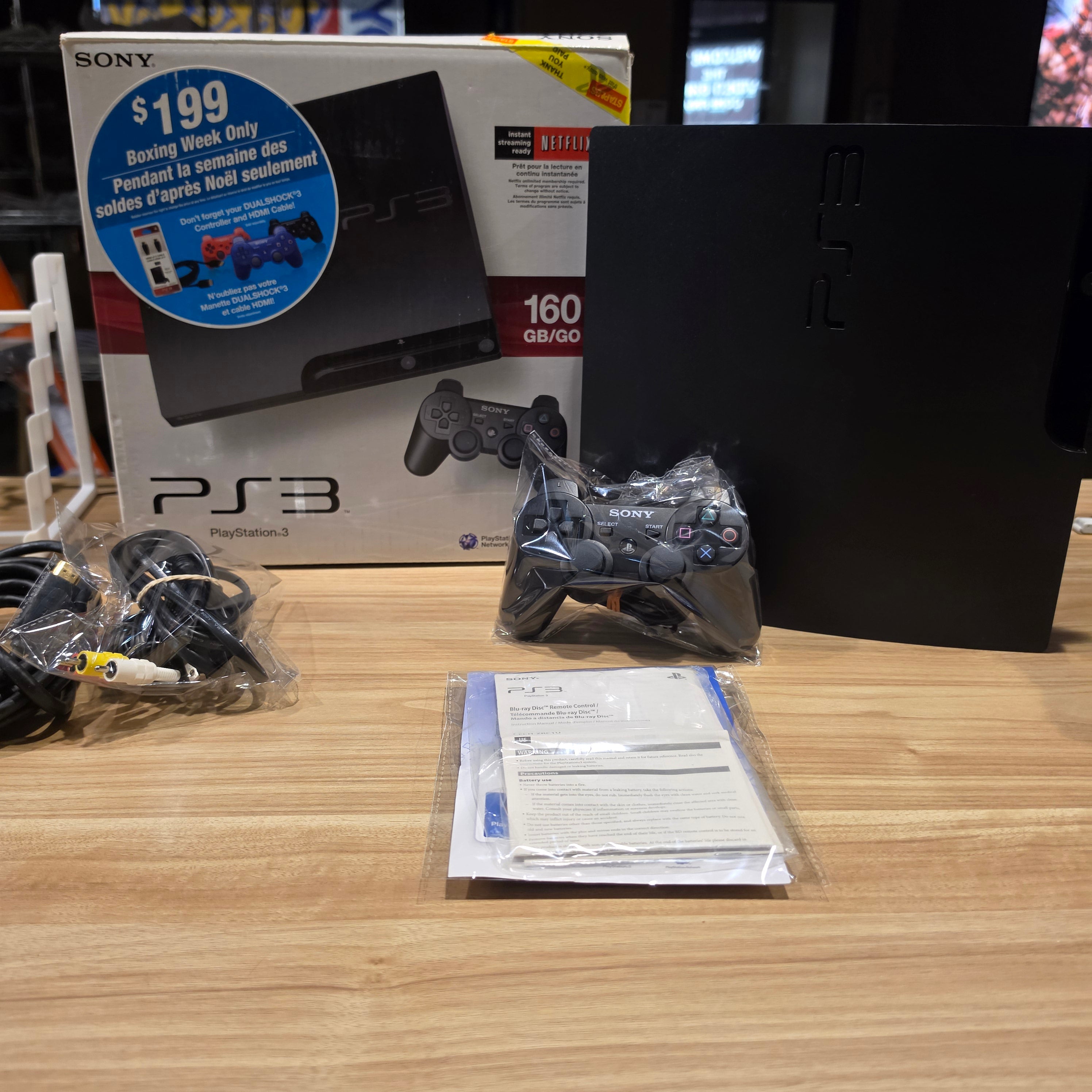 160gb In Box Sony PlayStation 3 PS3 Charcoal Black Slim Console Bundle