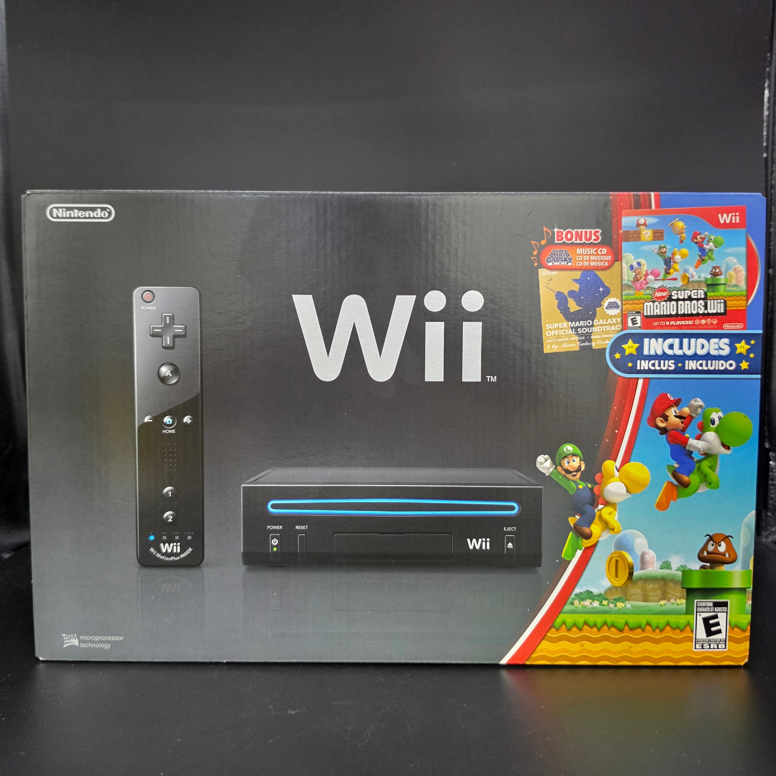 Nintendo Wii Black Console – New Super Mario Bros. Wii Bundle [Factory Sealed]