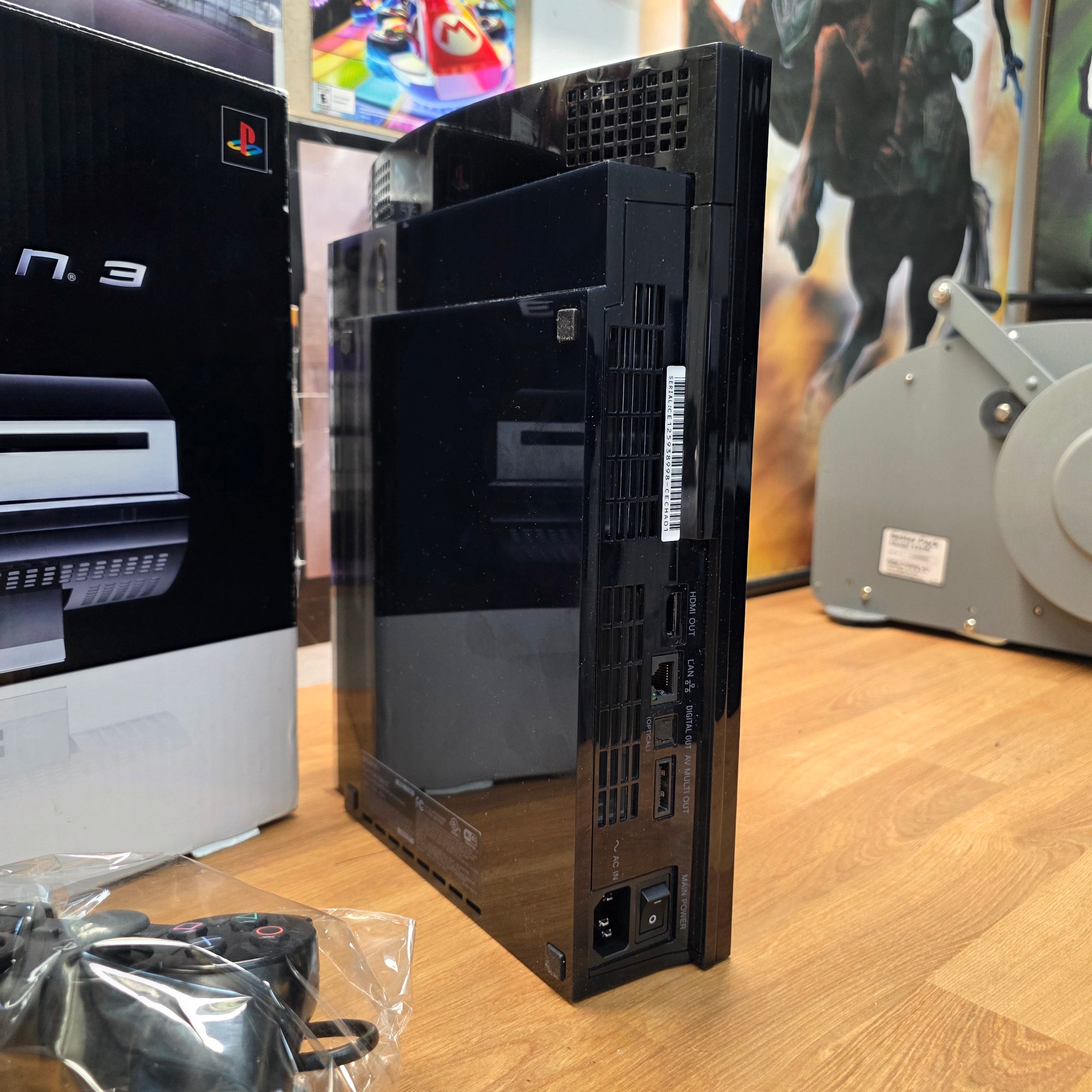 Sony PlayStation 3 PS3 A01 Piano Black Fat Console Bundle Backwards Compatible With Box