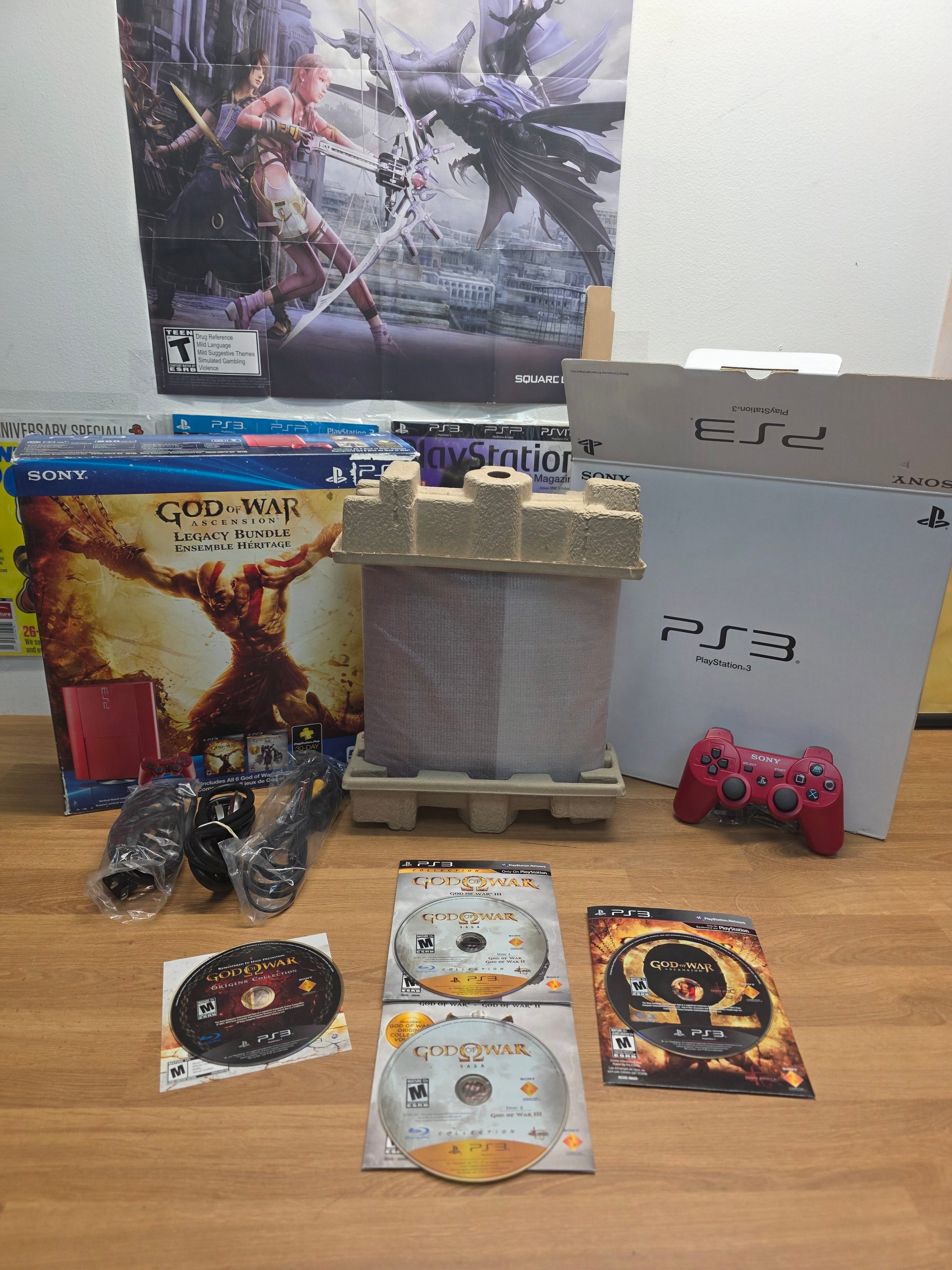 Sony PlayStation 3 PS3 Red God Of War Super Slim Console Bundle CIB