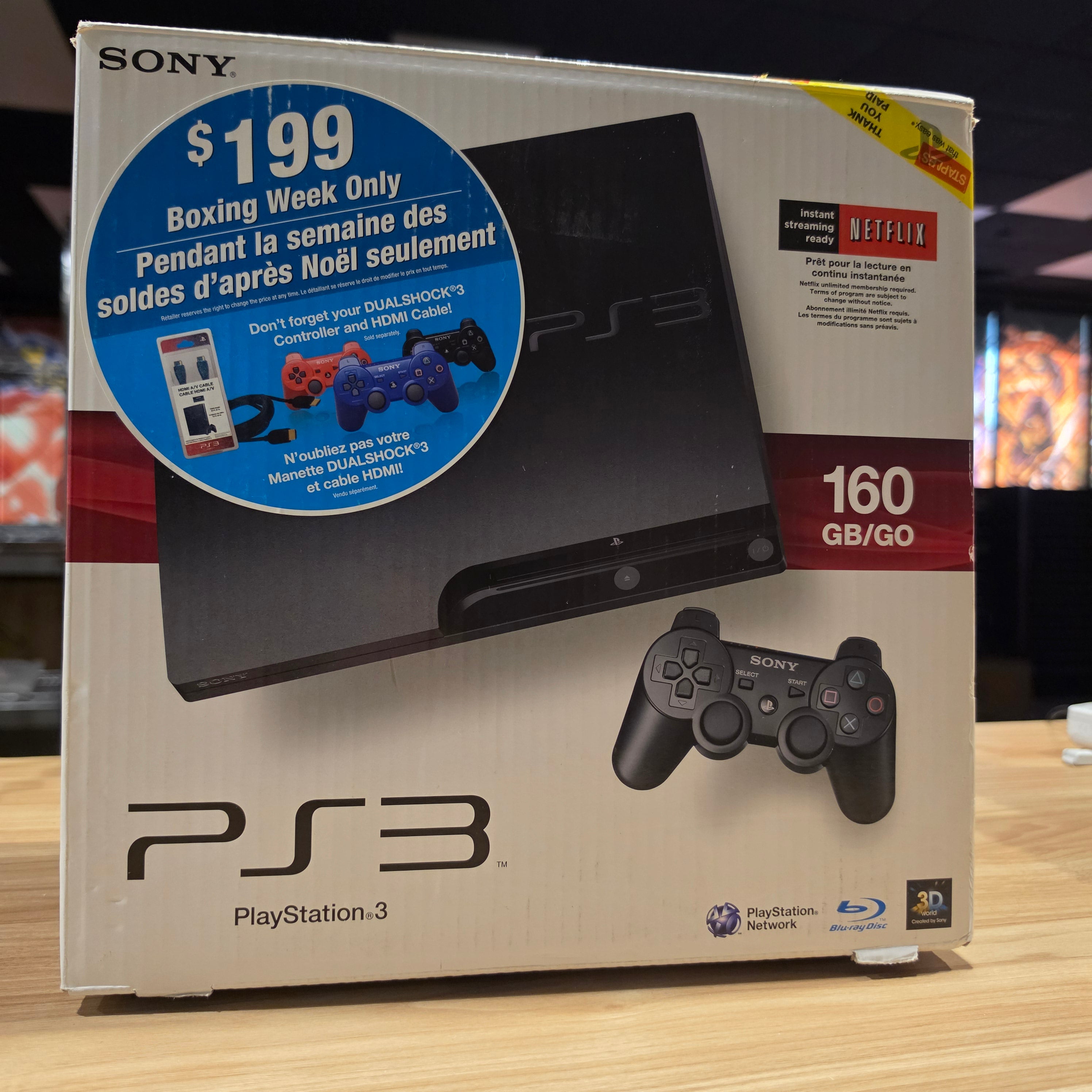 160gb In Box Sony PlayStation 3 PS3 Charcoal Black Slim Console Bundle