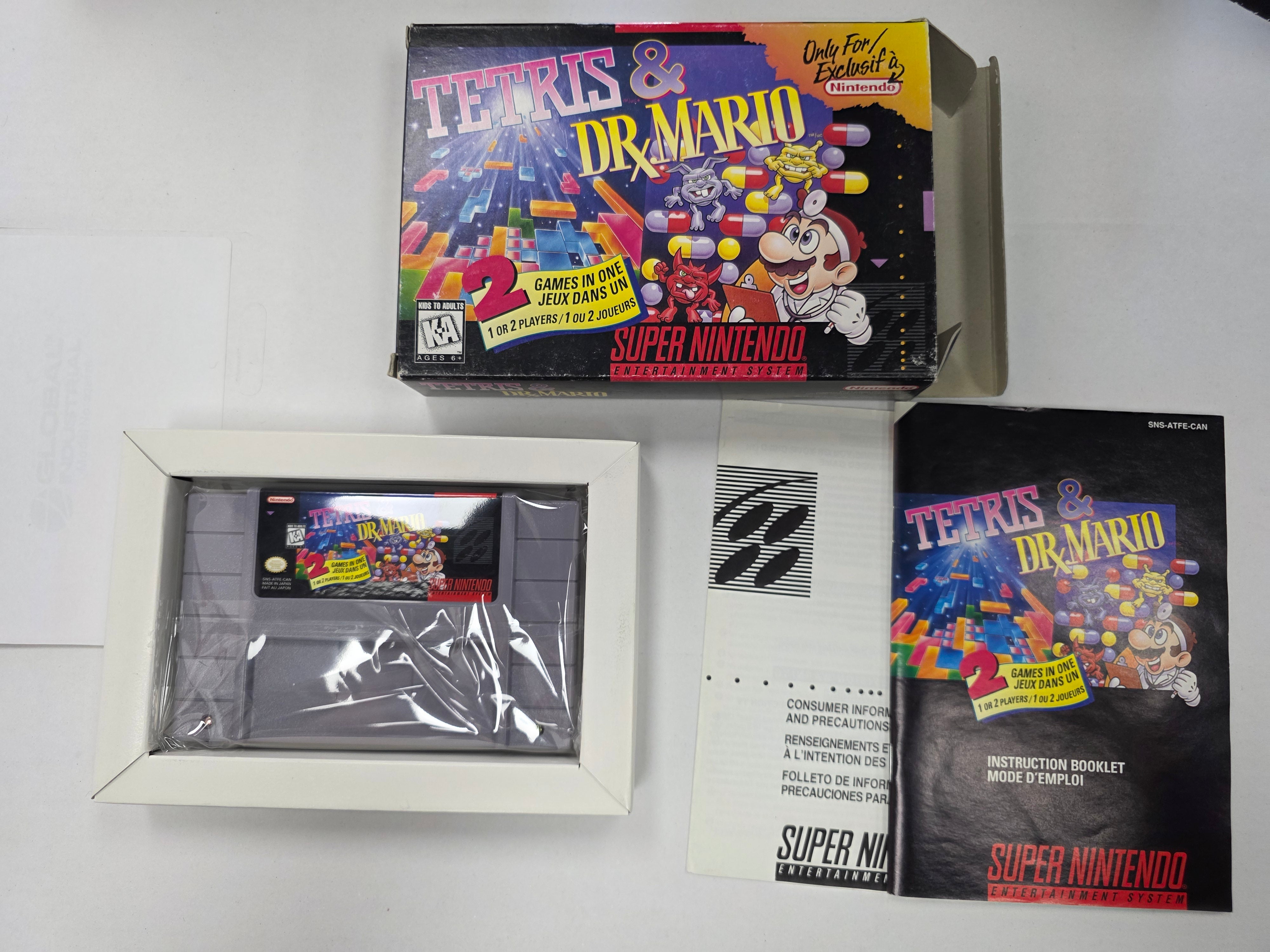 Tetris and Dr. Mario - Nintendo SNES