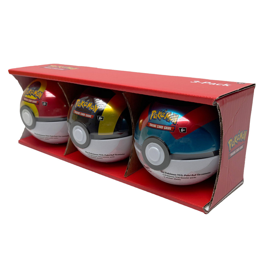 Pokemon TCG: Poke Ball Tins 3-Pack Costco Exclusive (Repeat Ball, Ultra Ball, and Great Ball) - 9 Booster Packs